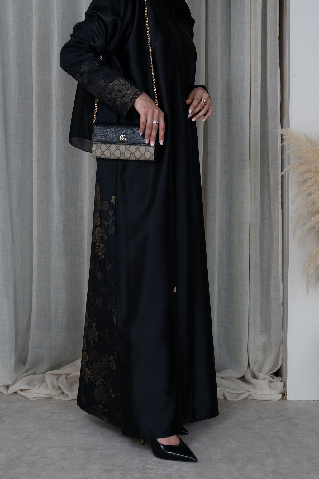Gold Contrast Abaya | Abstract