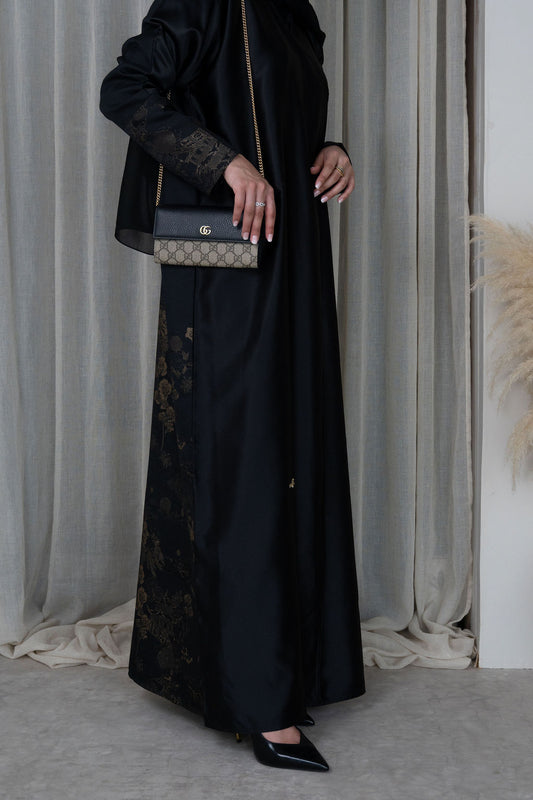 Gold Contrast Abaya | Abstract