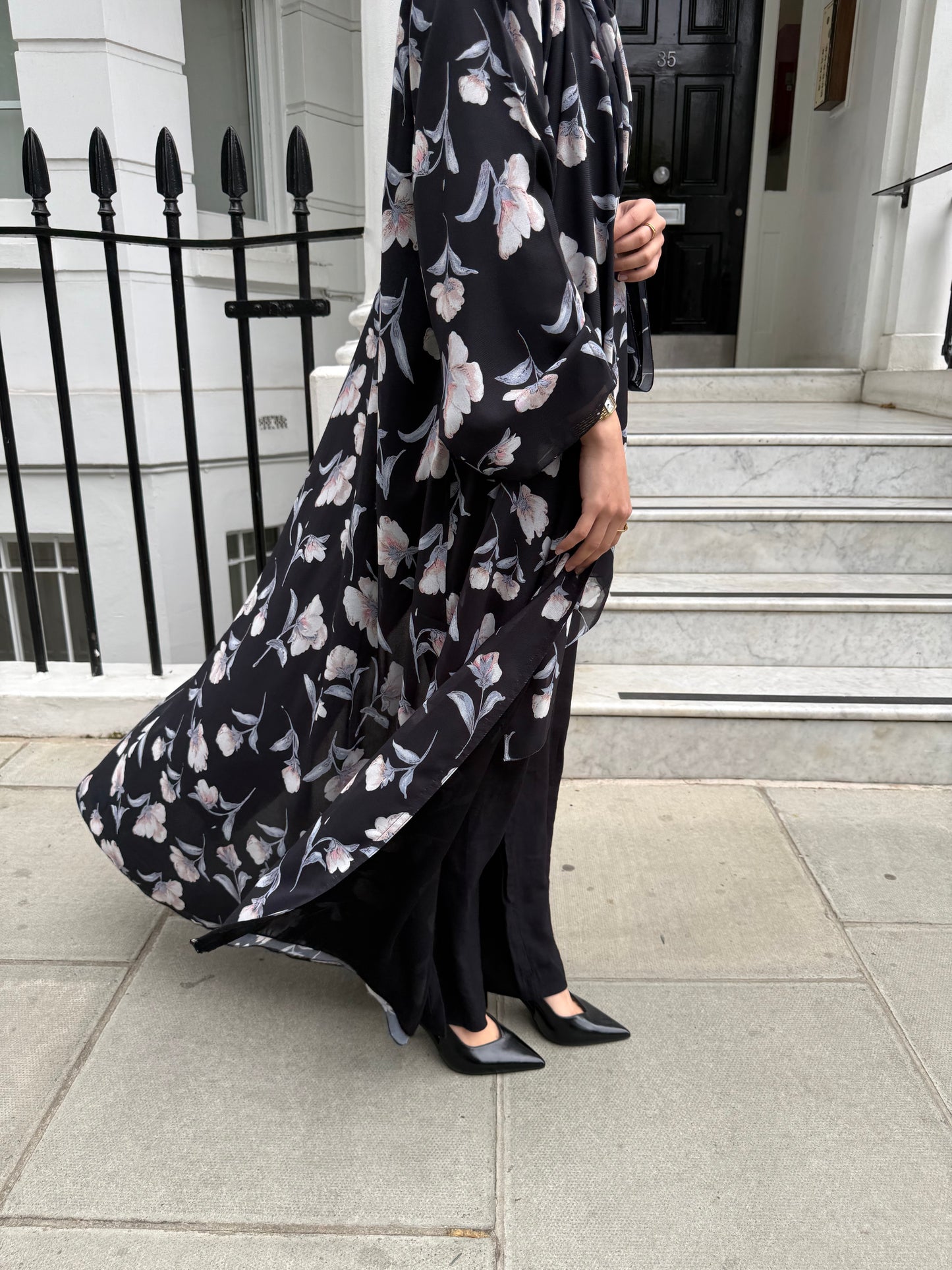 Black Floral Abaya