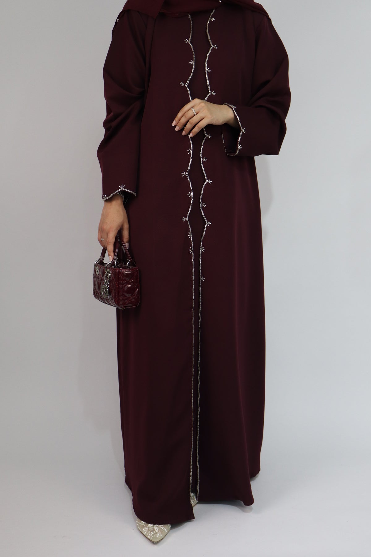 Wave Abaya Set | Burgundy