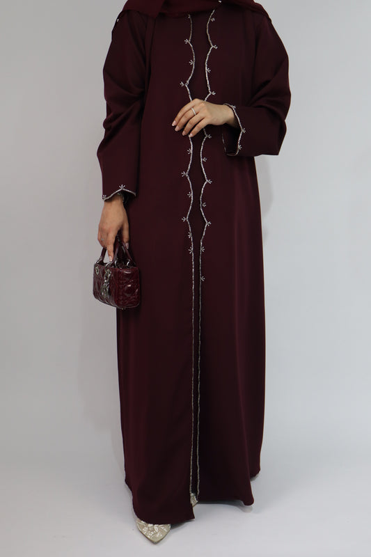 Wave Abaya Set | Burgundy