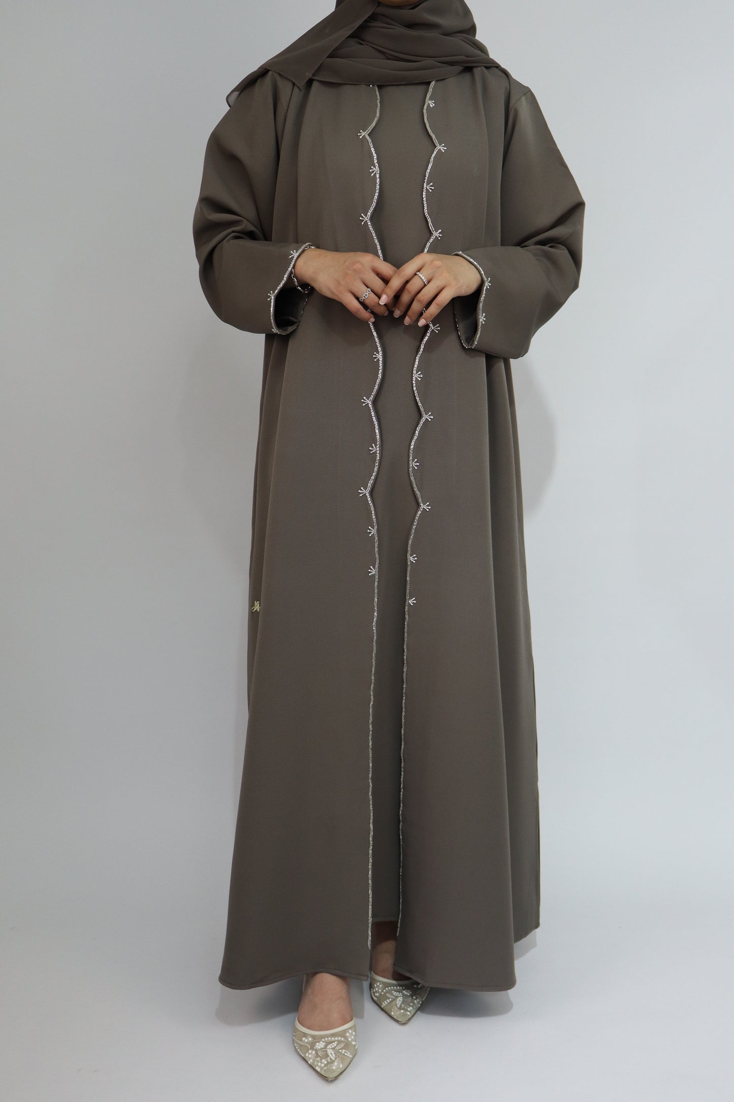 Wave Abaya Set | Taupe
