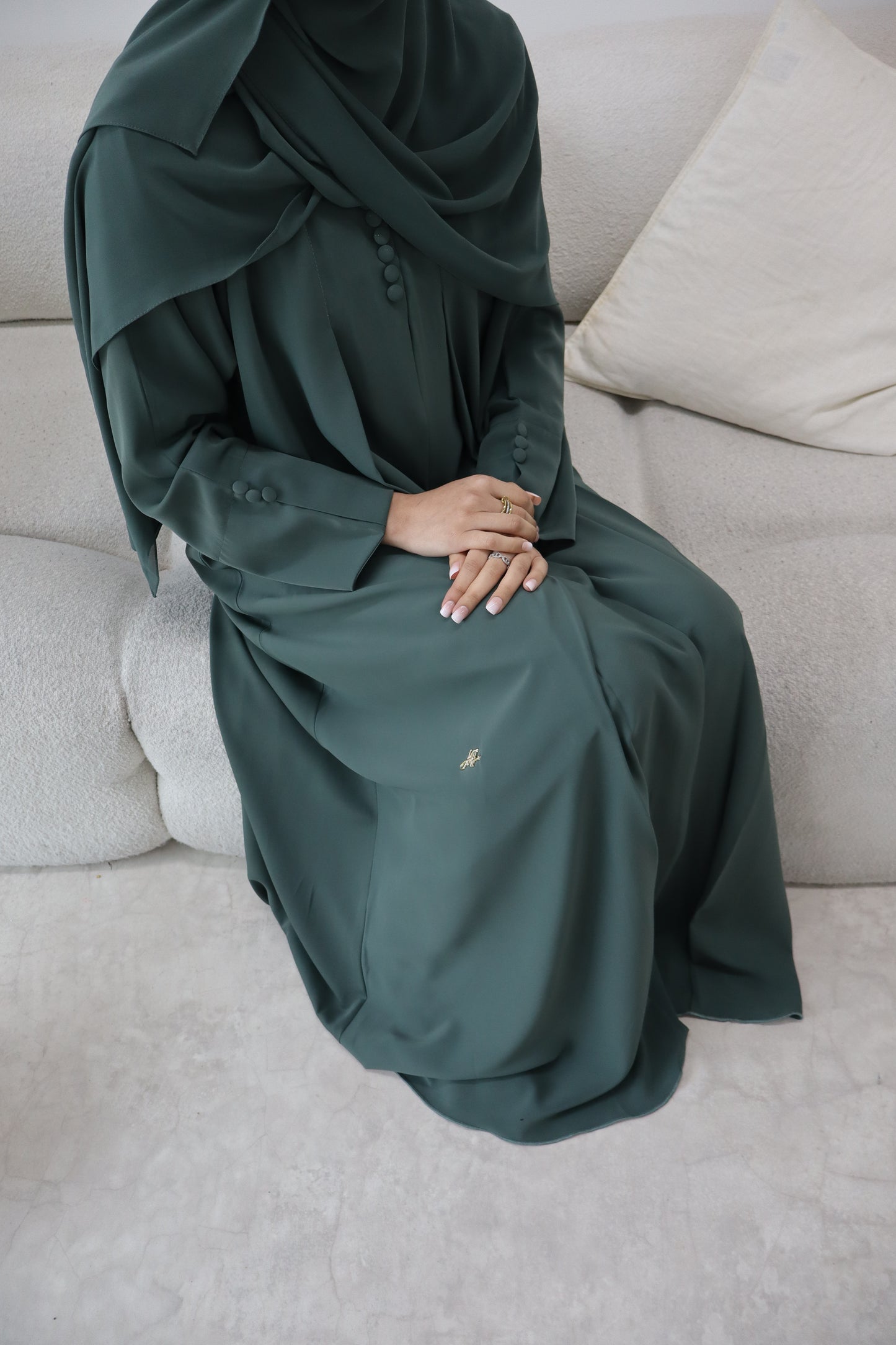 Soft Pleat Abaya | Sea Green