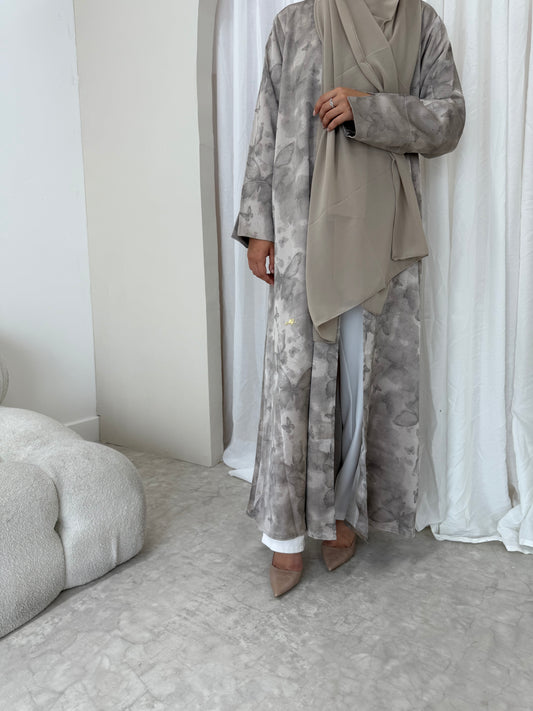 Butterfly Print Abaya | Tan