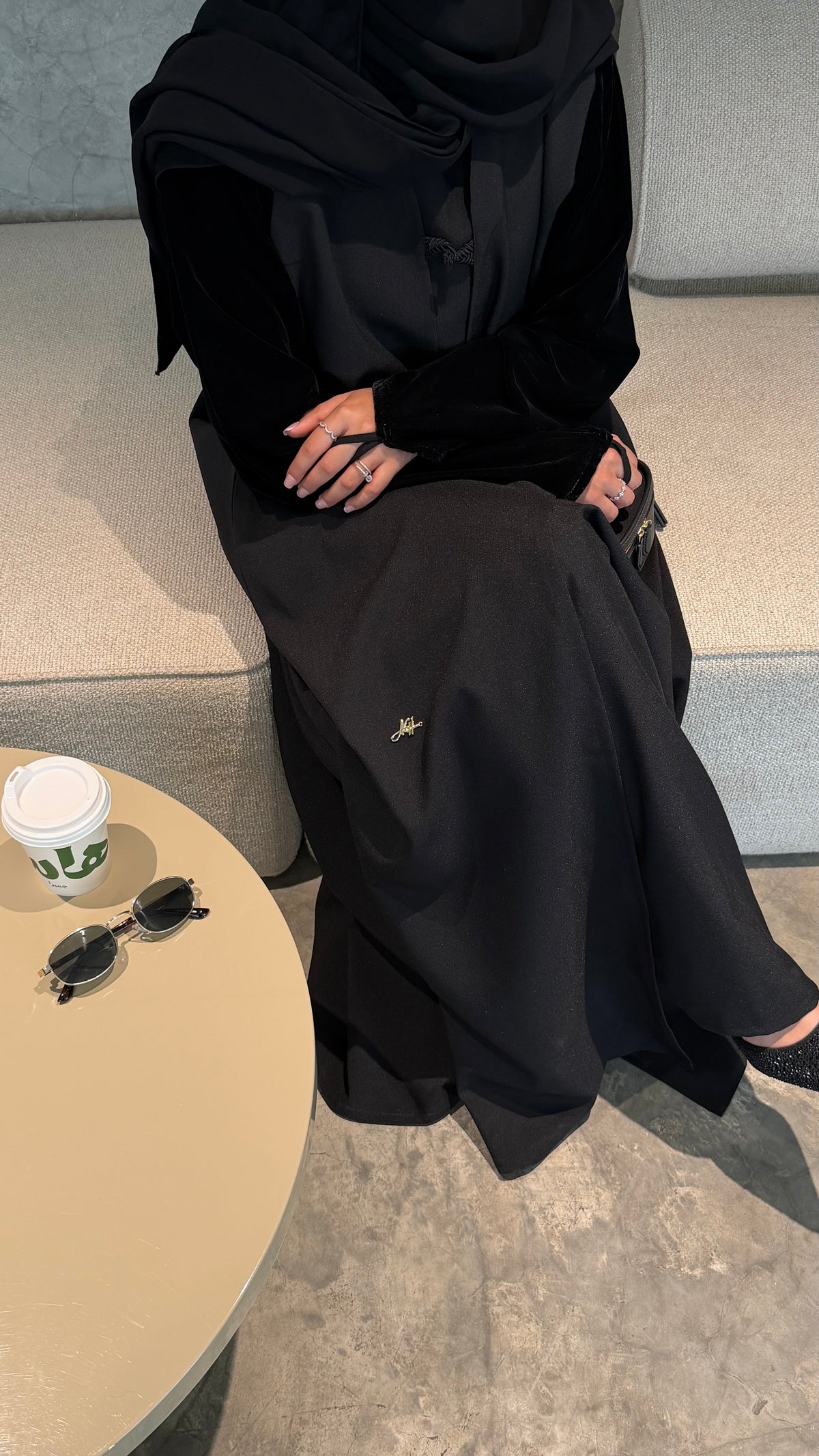 Velvet Detail Abaya & Hijab