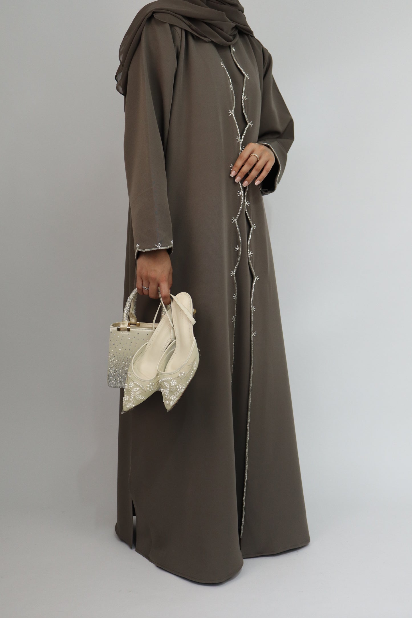 Wave Abaya Set | Taupe
