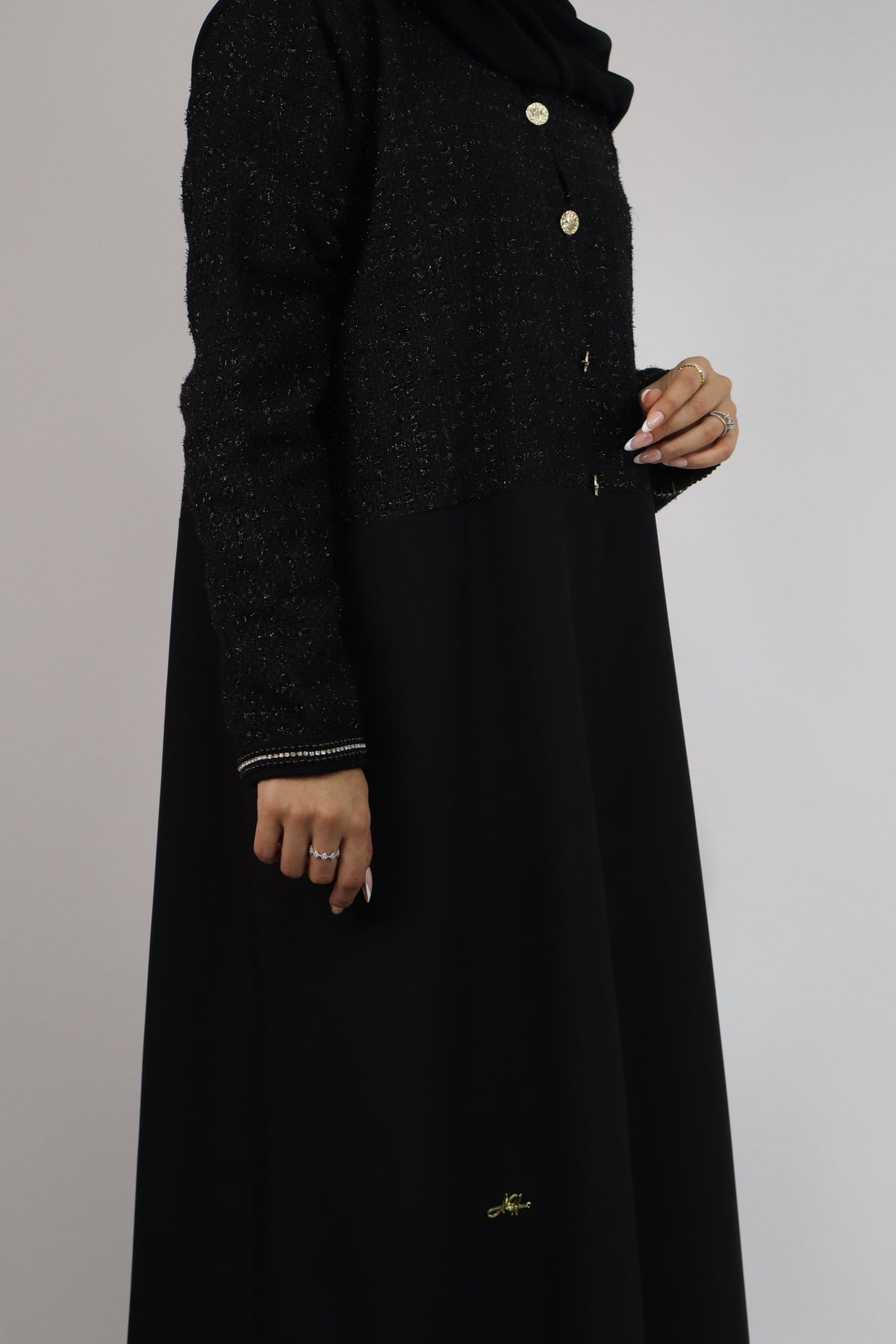 Tweed Black Abaya & Hijab