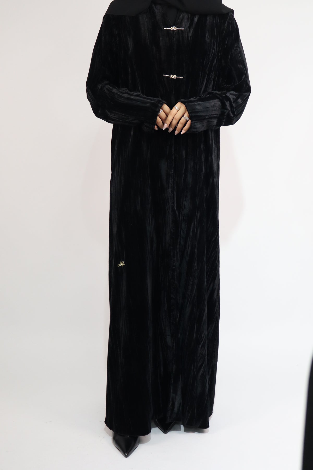Crushed Velvet Black Abaya & Hijab