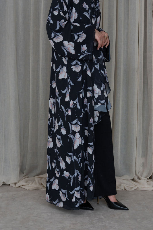 Black Floral Abaya