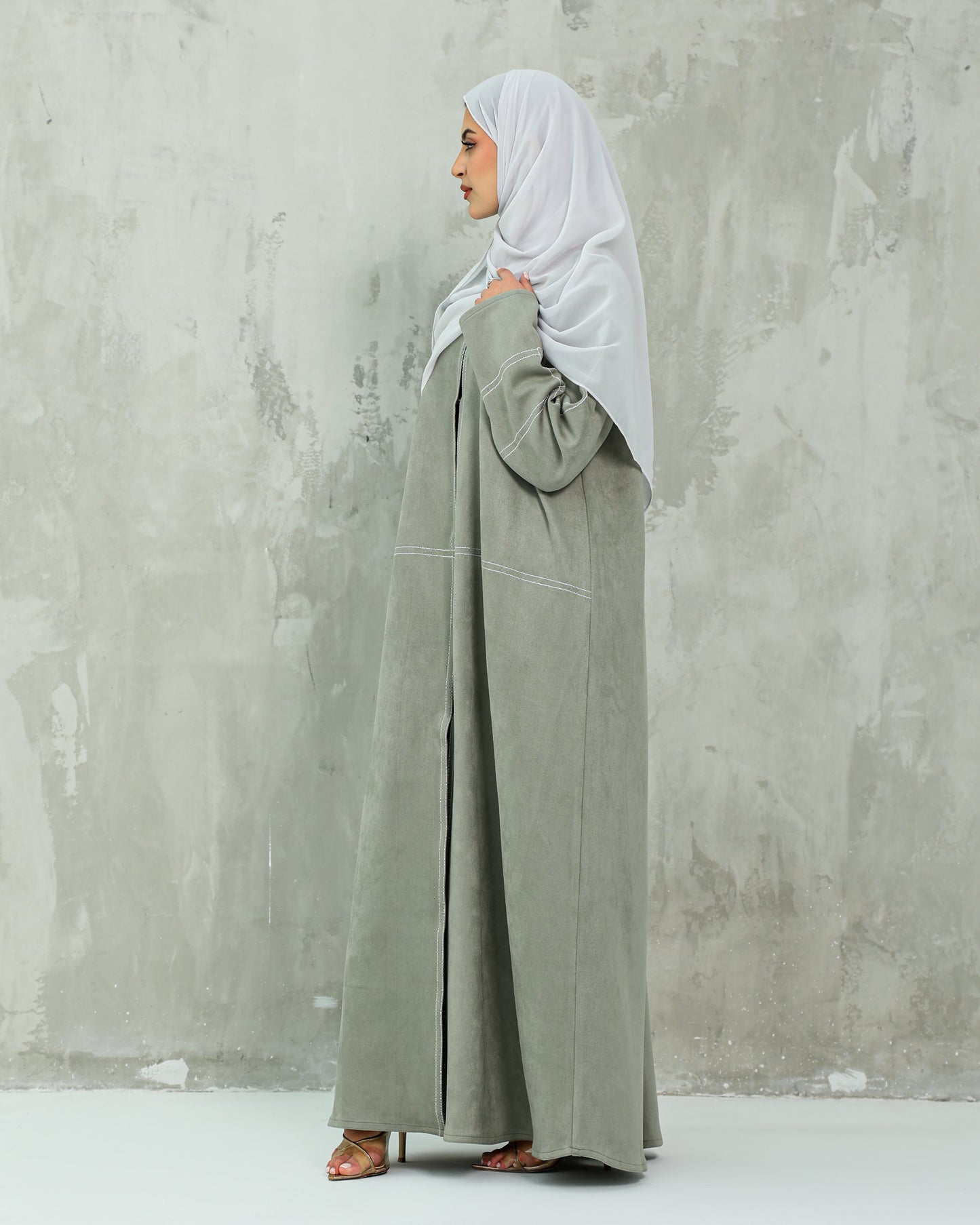 Suede Winter Abaya | Mint