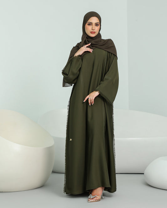 Classic Stitch Closed Abaya | Olive