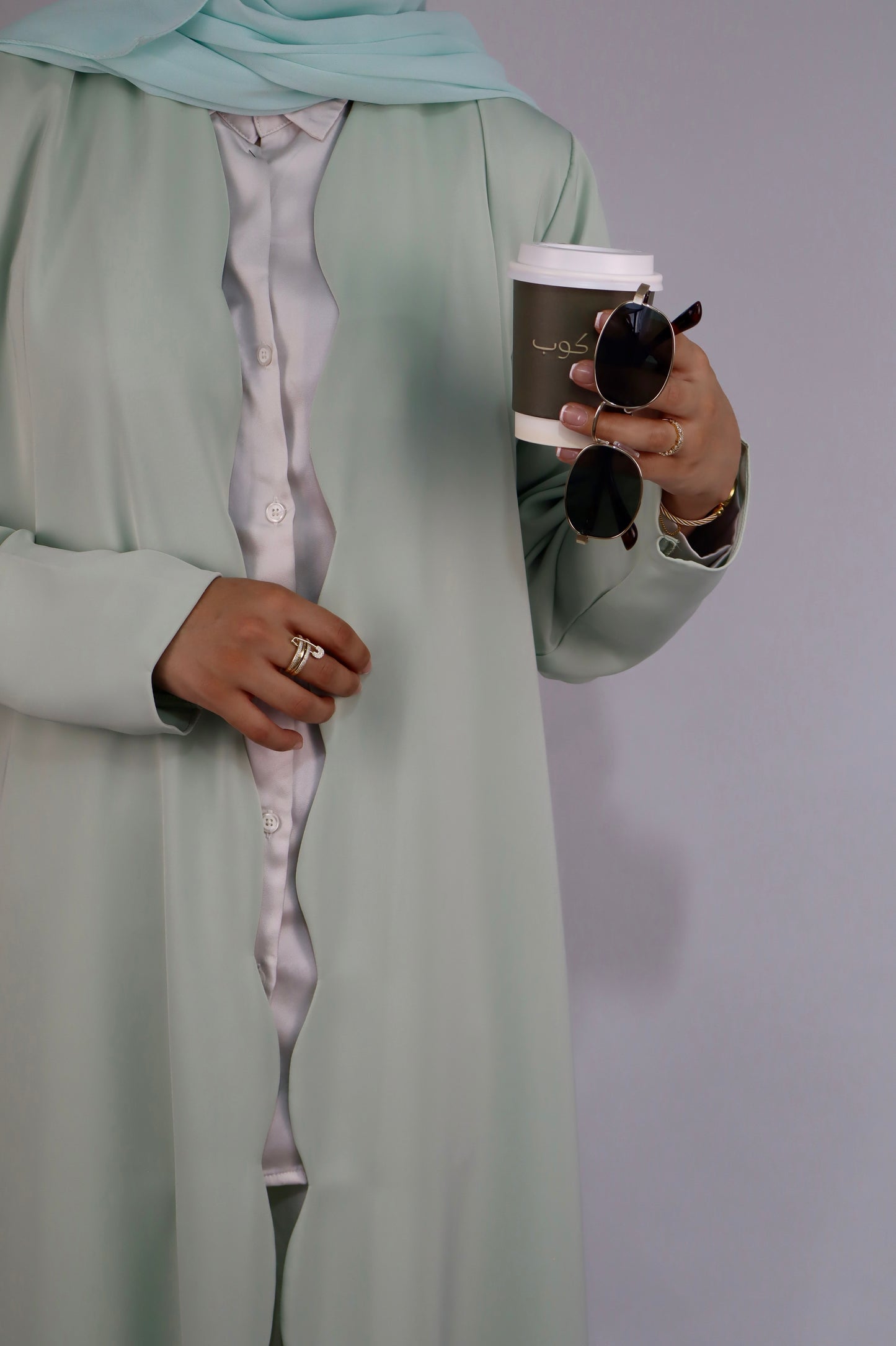 Scallop Flow Abaya | Mint