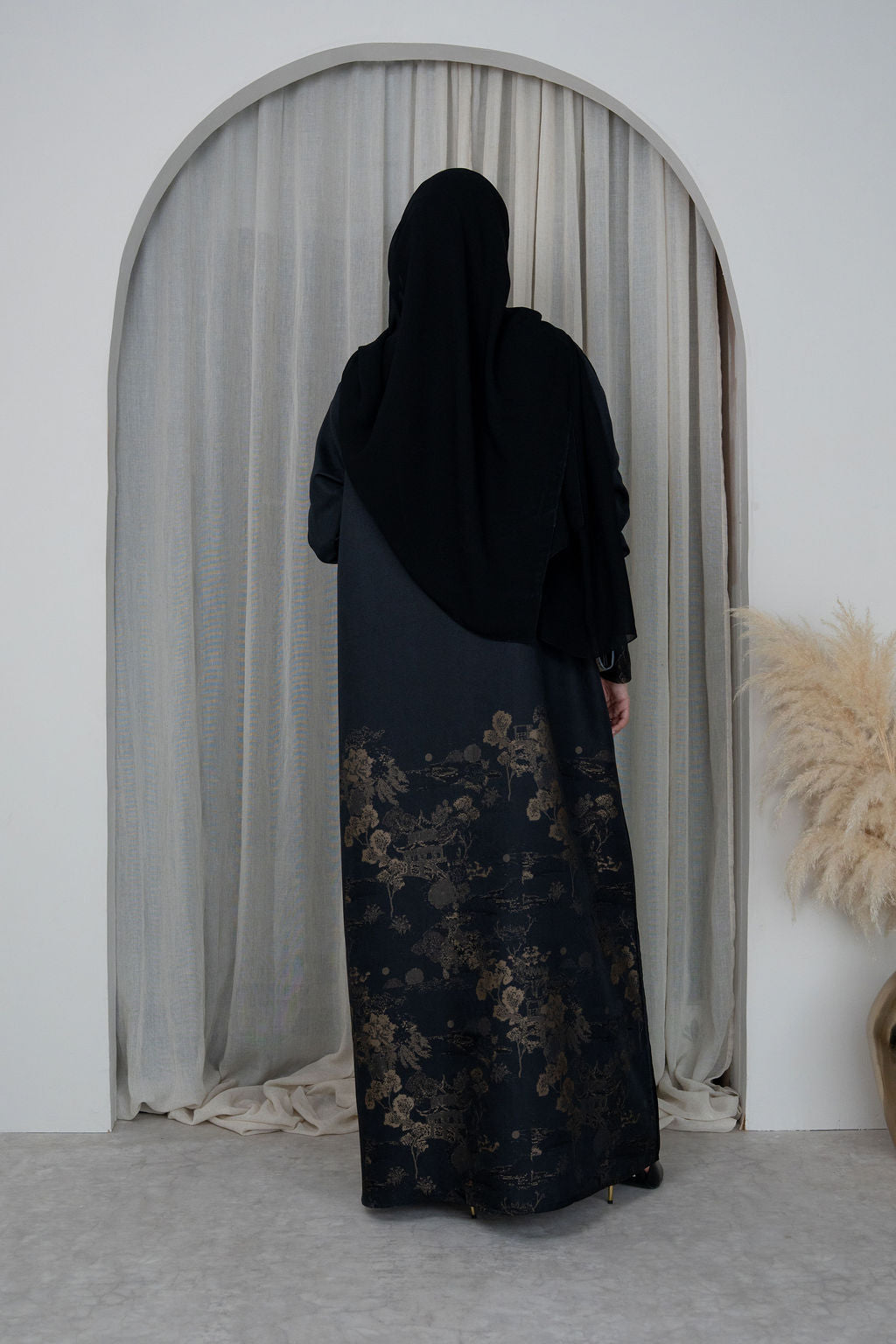 Gold Contrast Abaya | Abstract