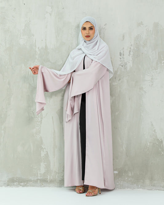 Drape Sleeve Open Abaya | Petal Pink