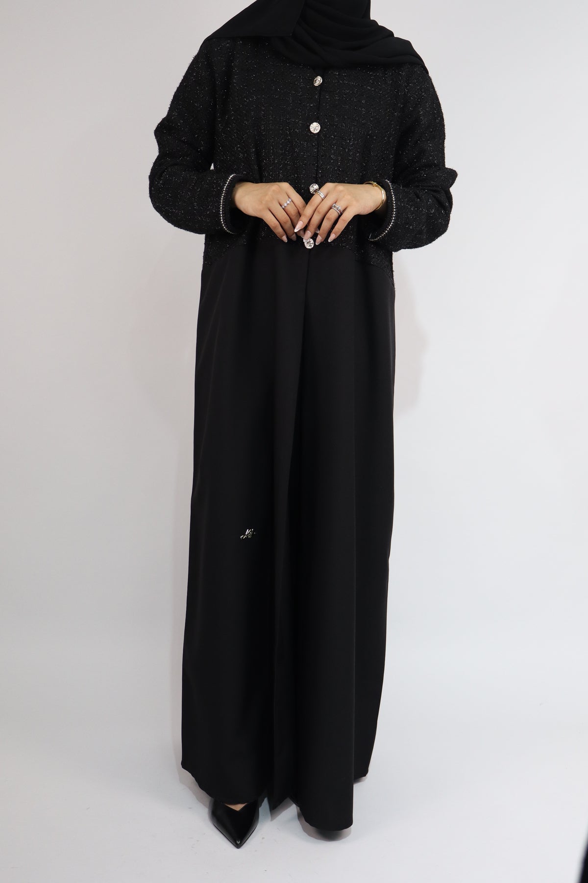 Tweed Black Abaya & Hijab