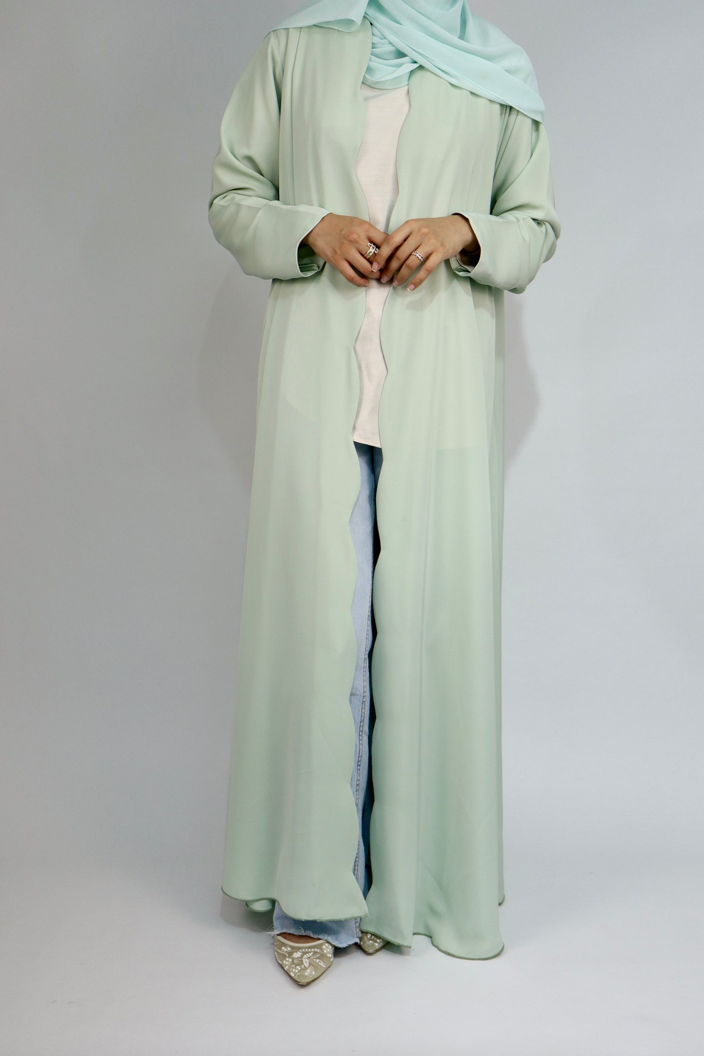Scallop Flow Abaya | Mint