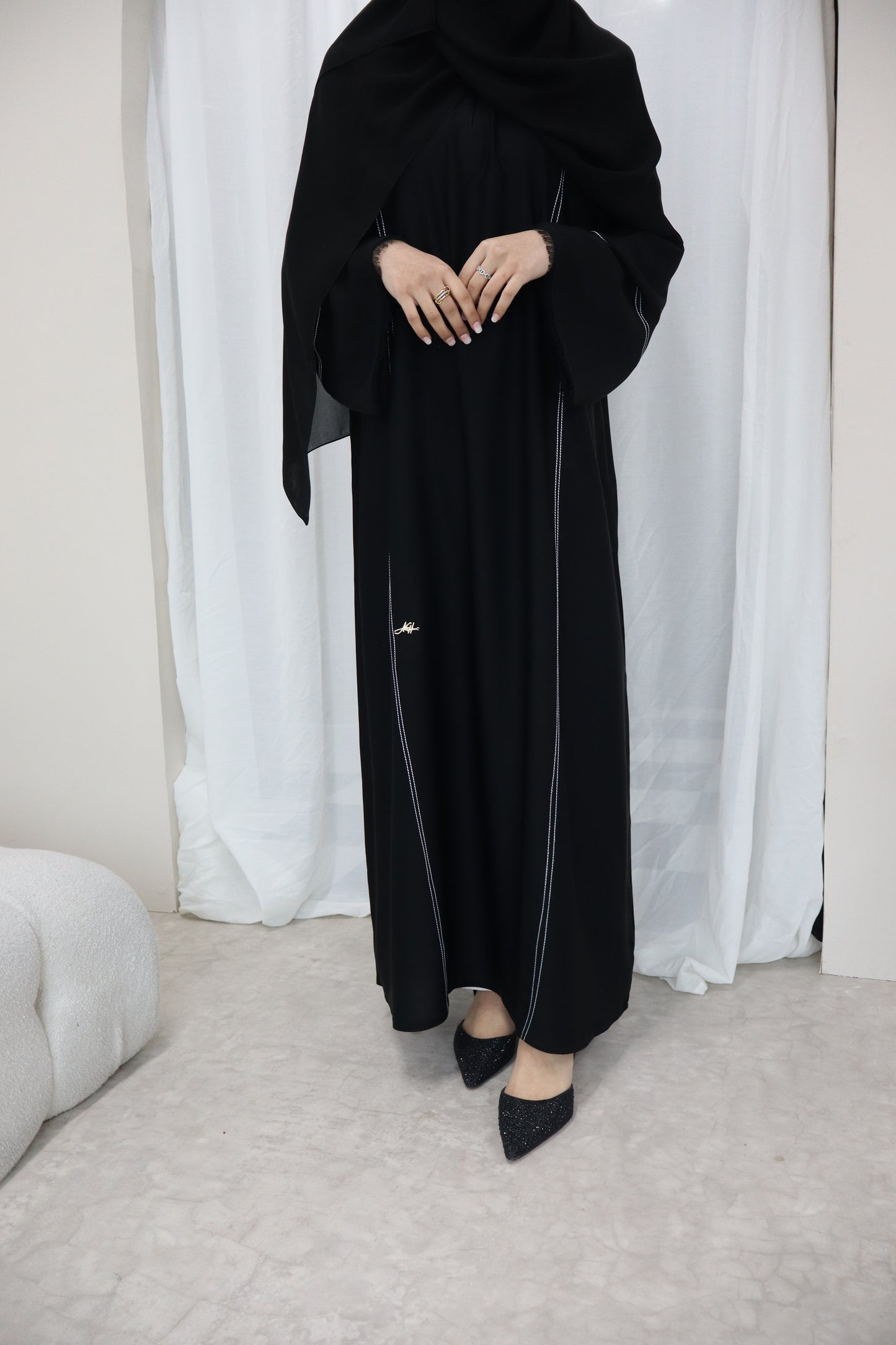 Classic Stitch Closed Abaya | Black