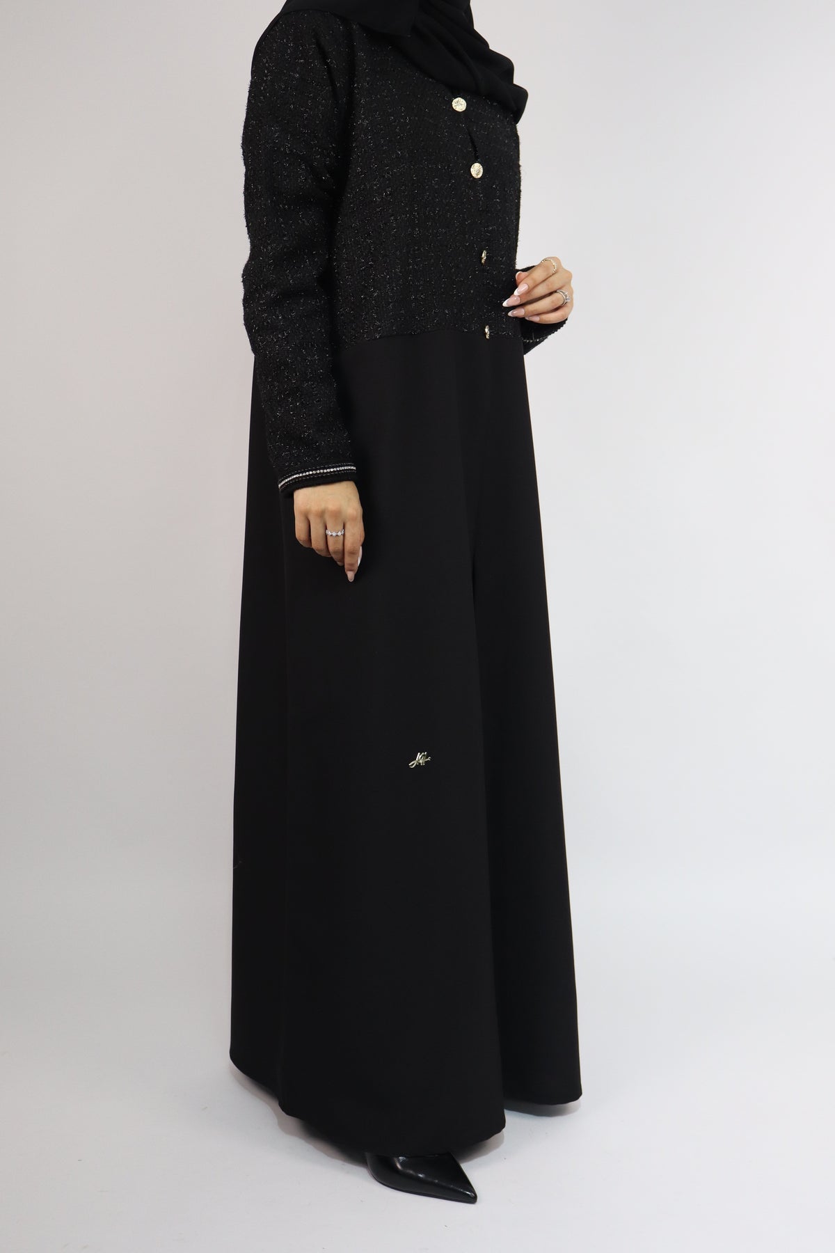 Tweed Black Abaya & Hijab