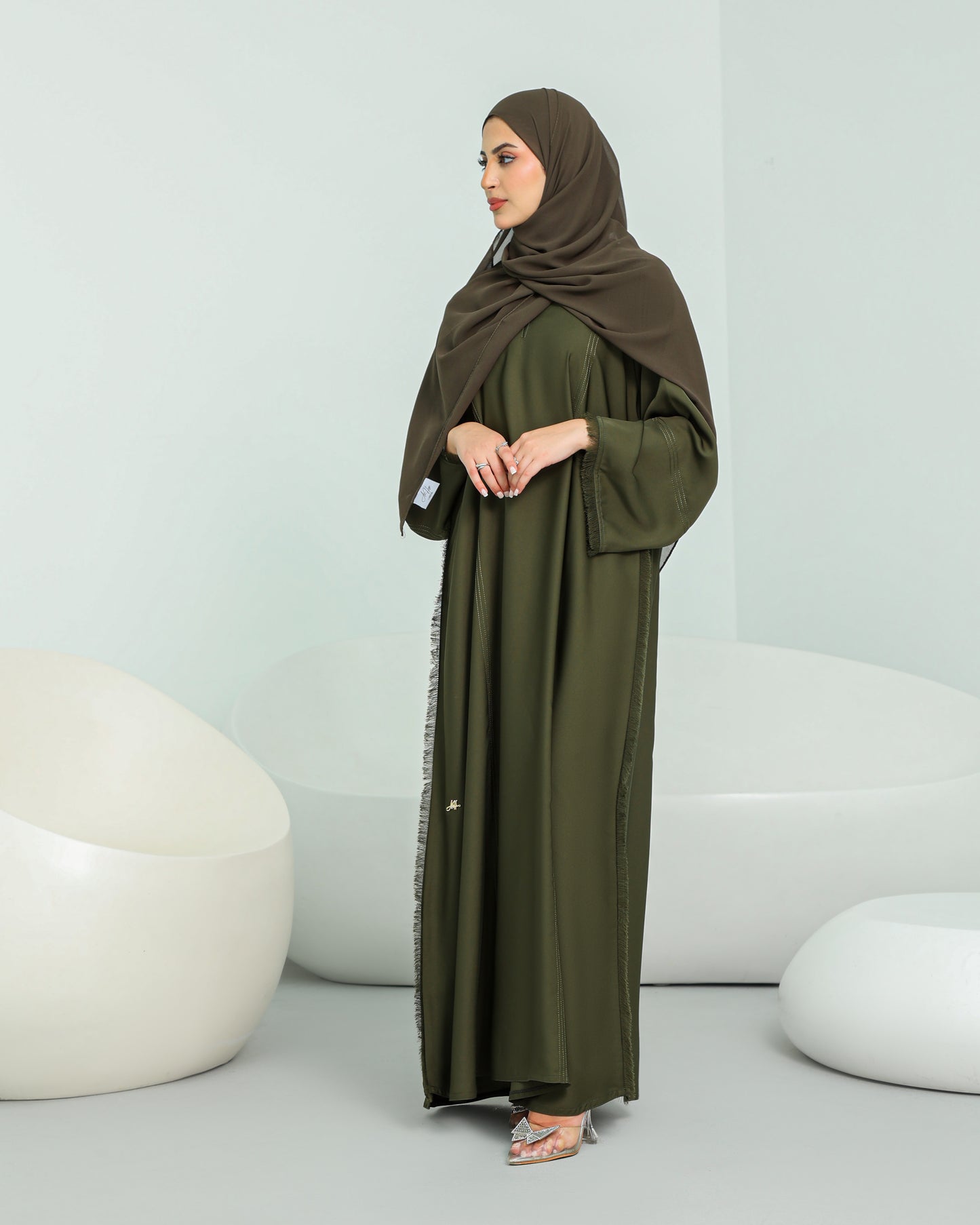 Classic Stitch Closed Abaya | Olive