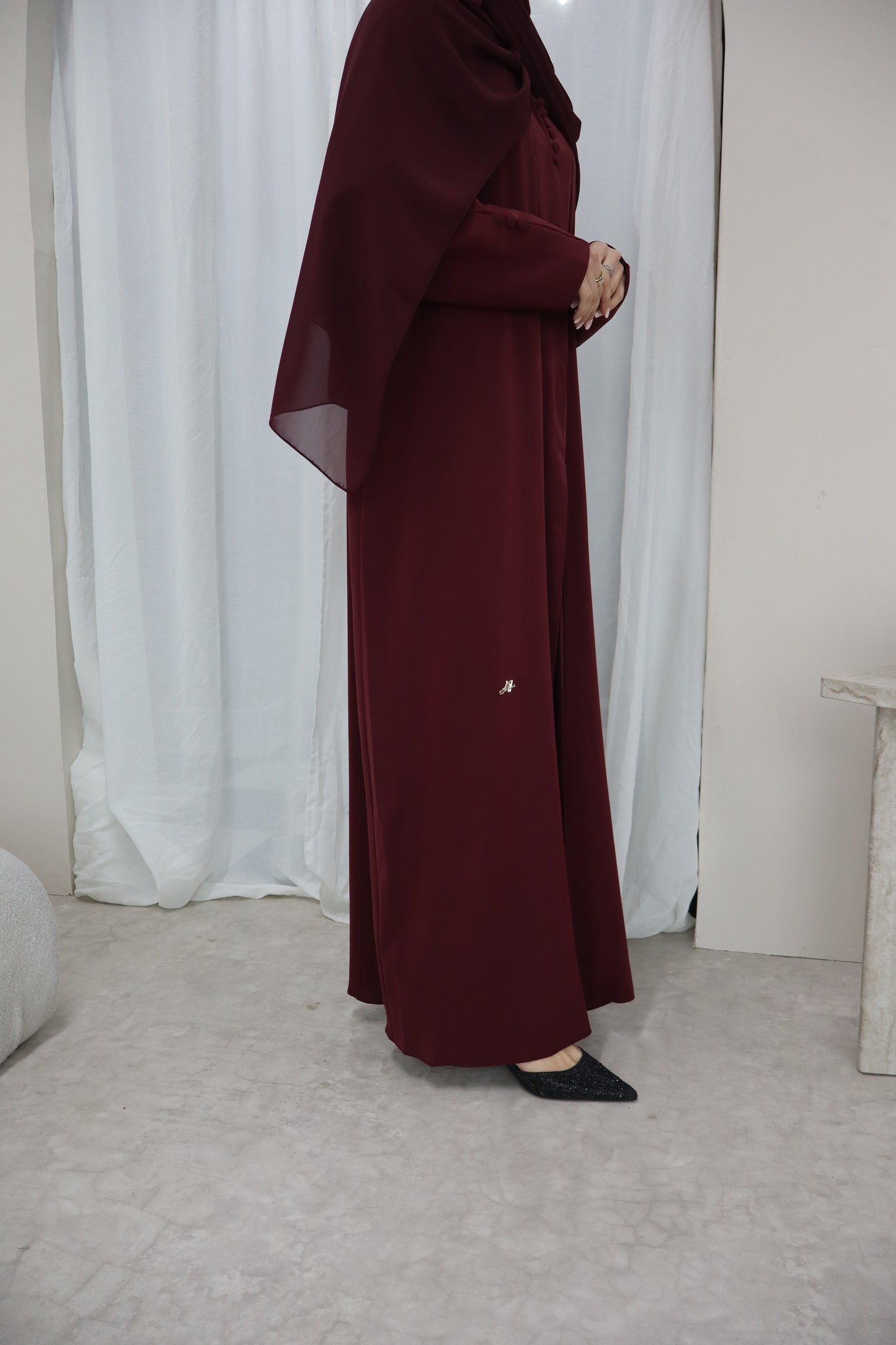 Soft Pleat Abaya | Cherry