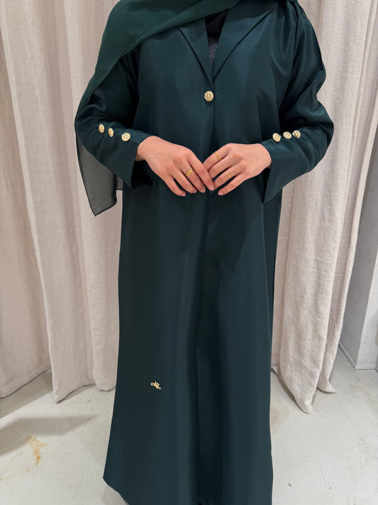 Structured Blazer Abaya Gold Buttons | Green