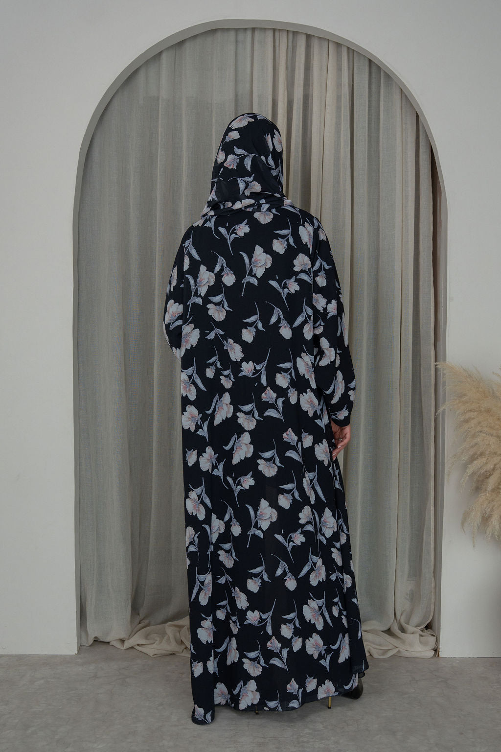 Black Floral Abaya
