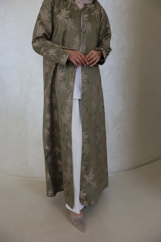 Palm Print Abaya | Olive