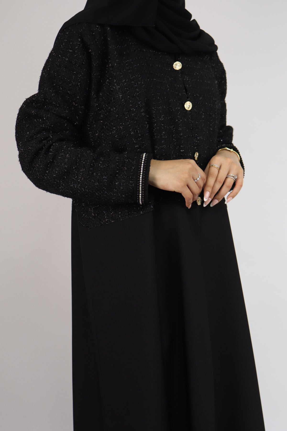Tweed Black Abaya & Hijab