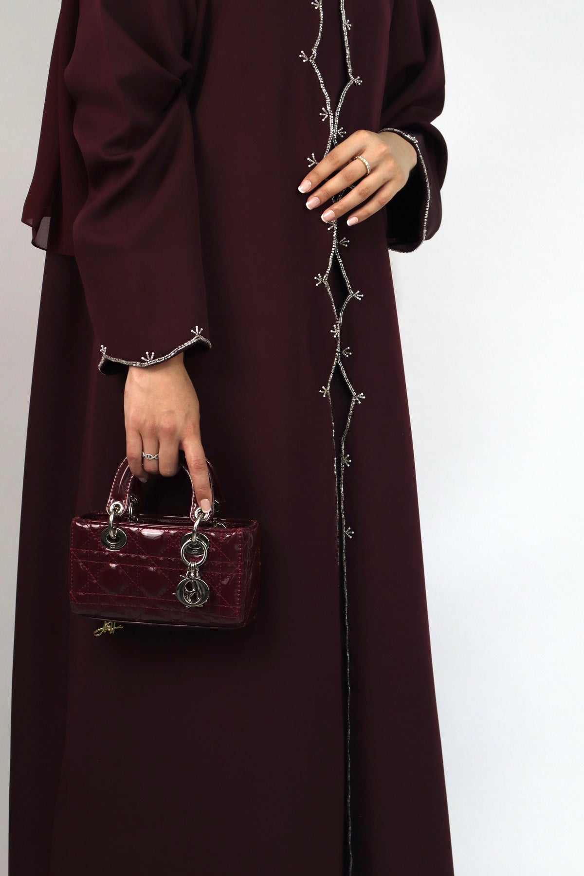 Wave Abaya Set | Burgundy