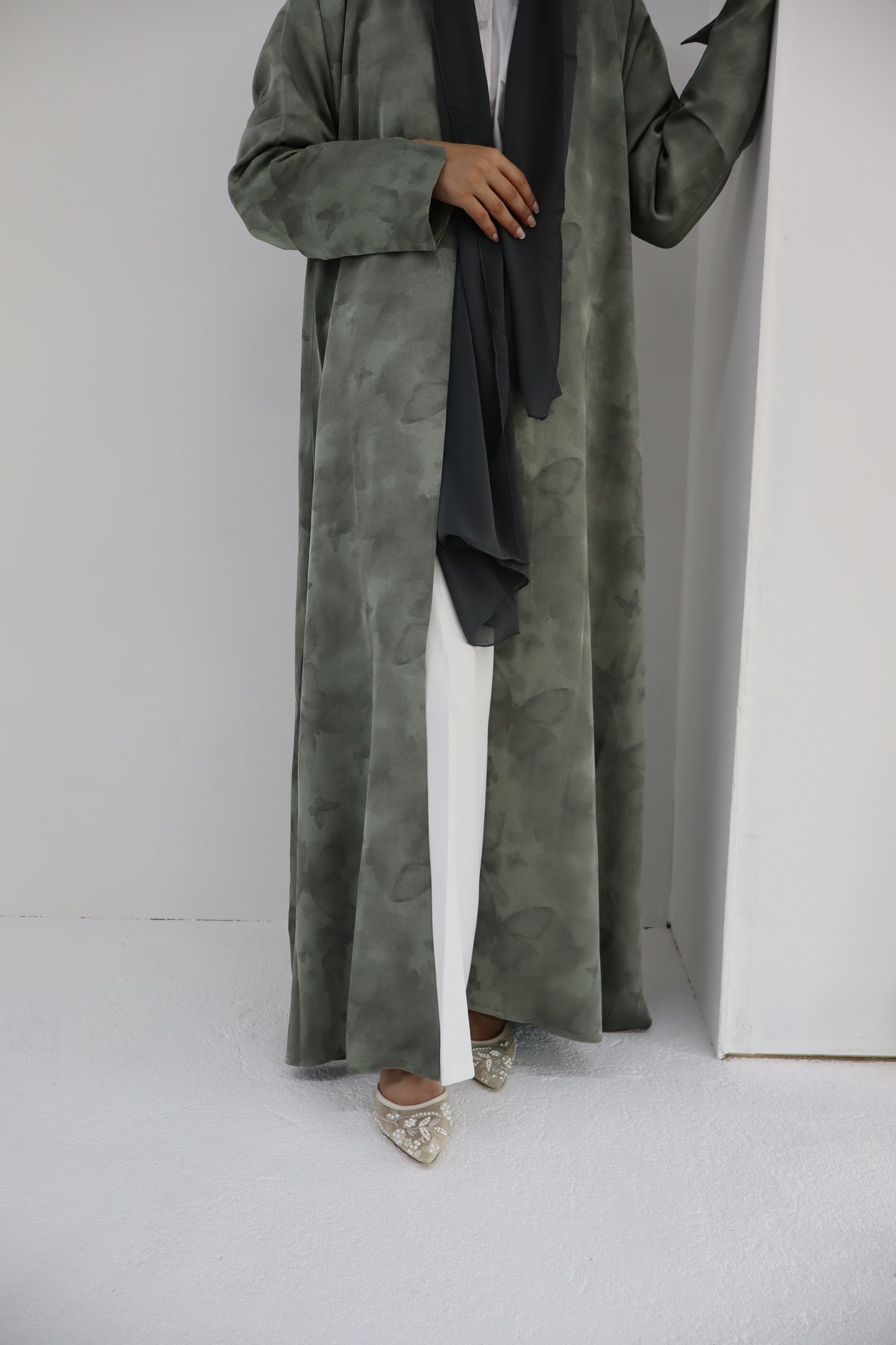 Butterfly Print Abaya | Mint