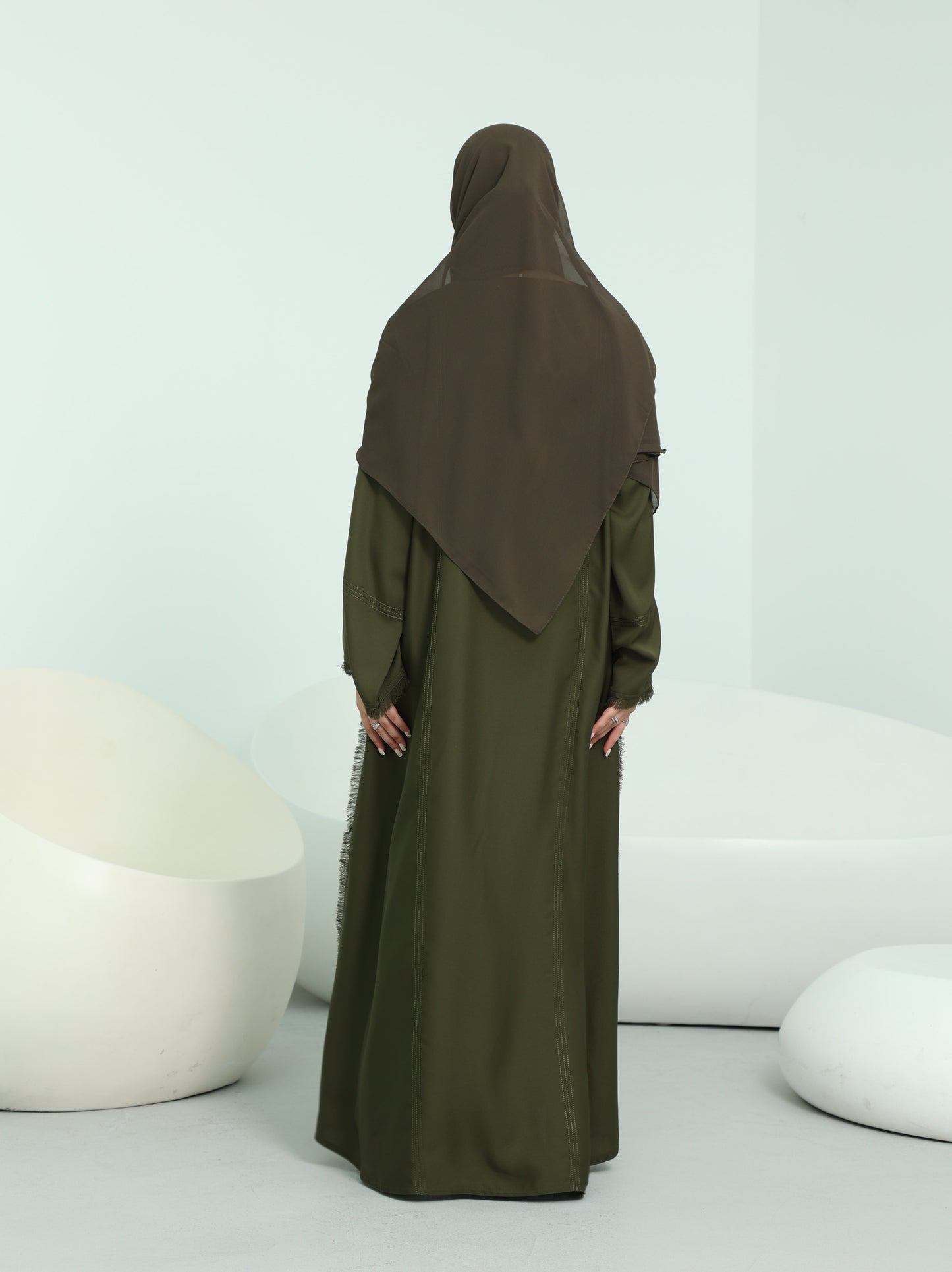 Classic Stitch Closed Abaya | Olive