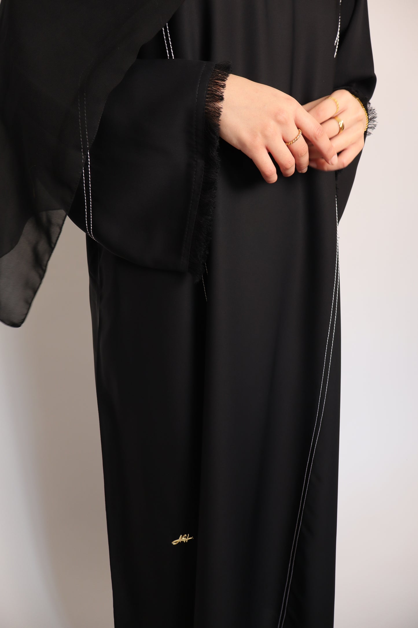 Classic Stitch Closed Abaya | Black