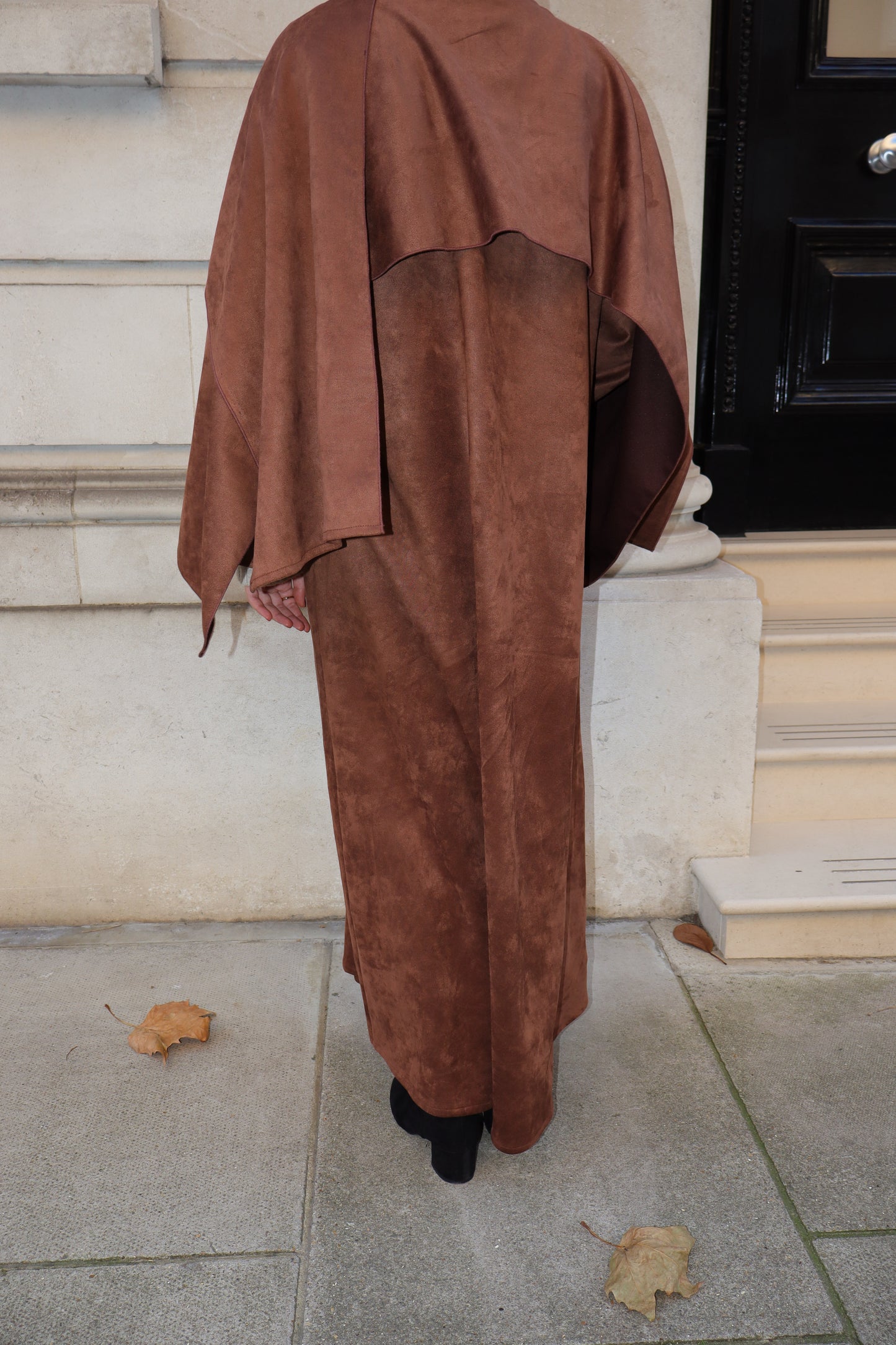 Suede Cape Abaya | Brown