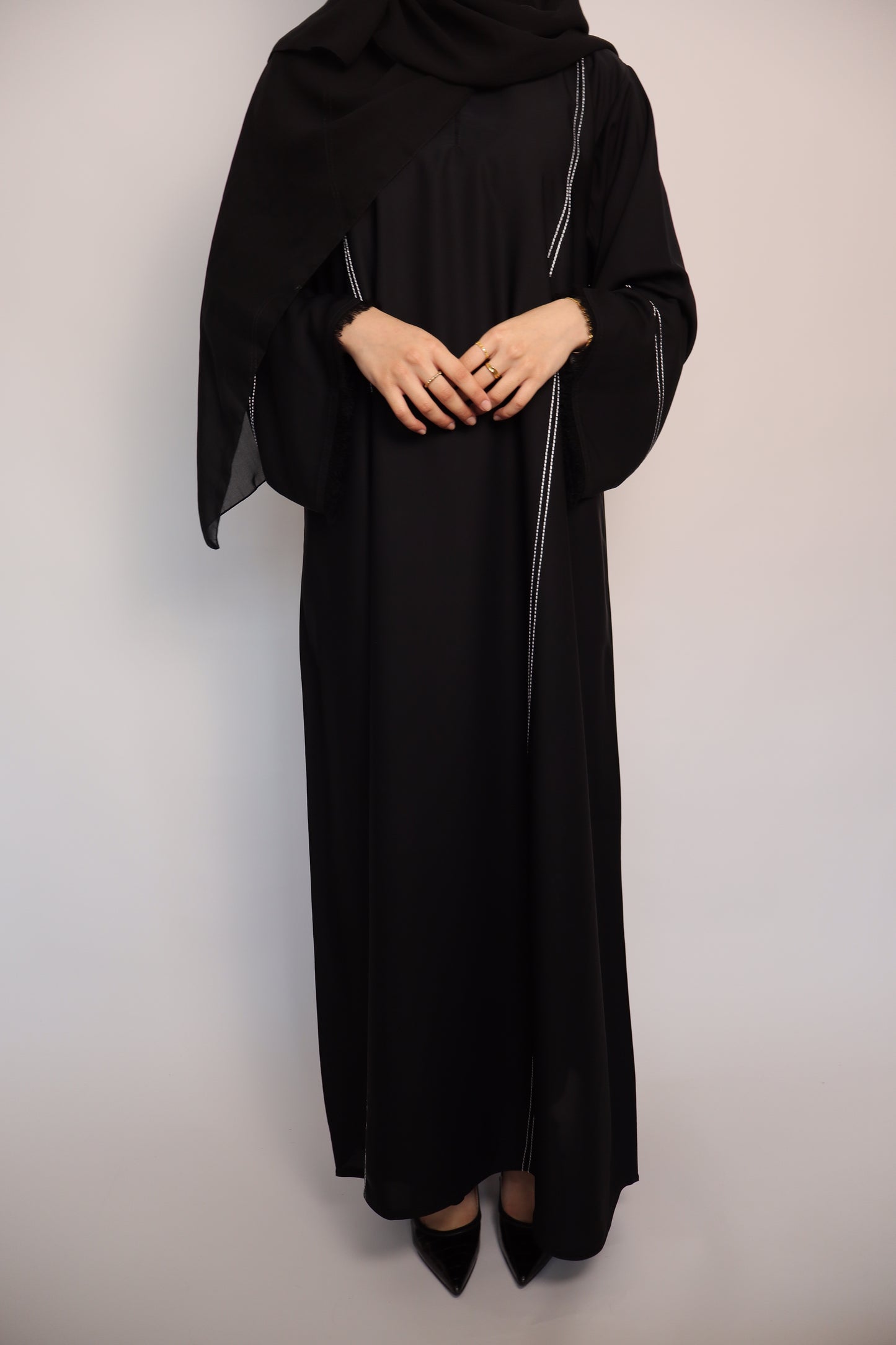 Classic Stitch Closed Abaya | Black