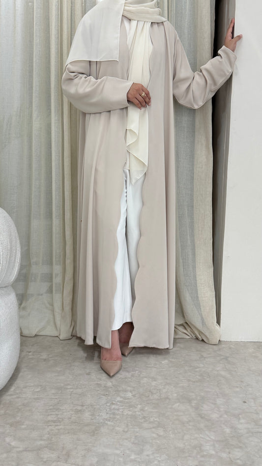 Scallop Flow Abaya | Stone