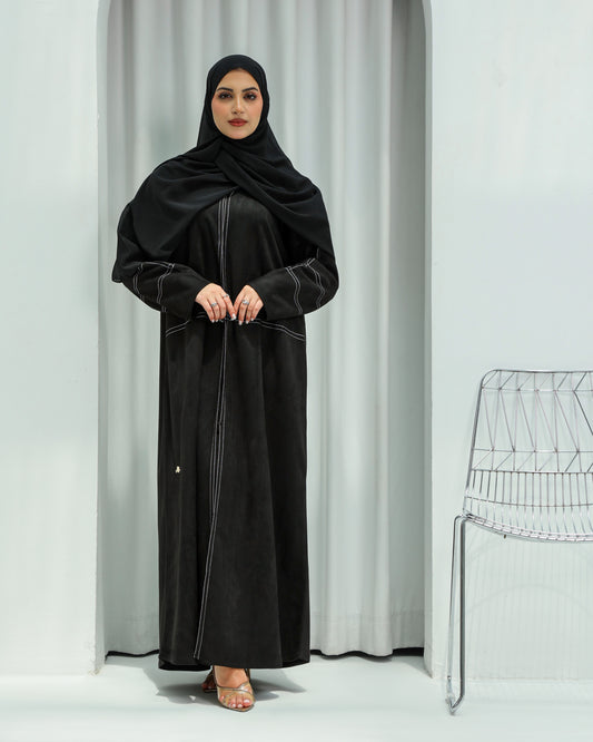 Suede Winter Abaya | Black