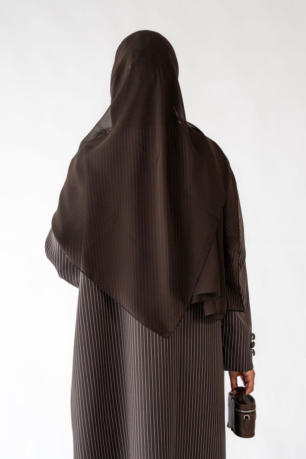 Pinstripe Tie Abaya | Brown
