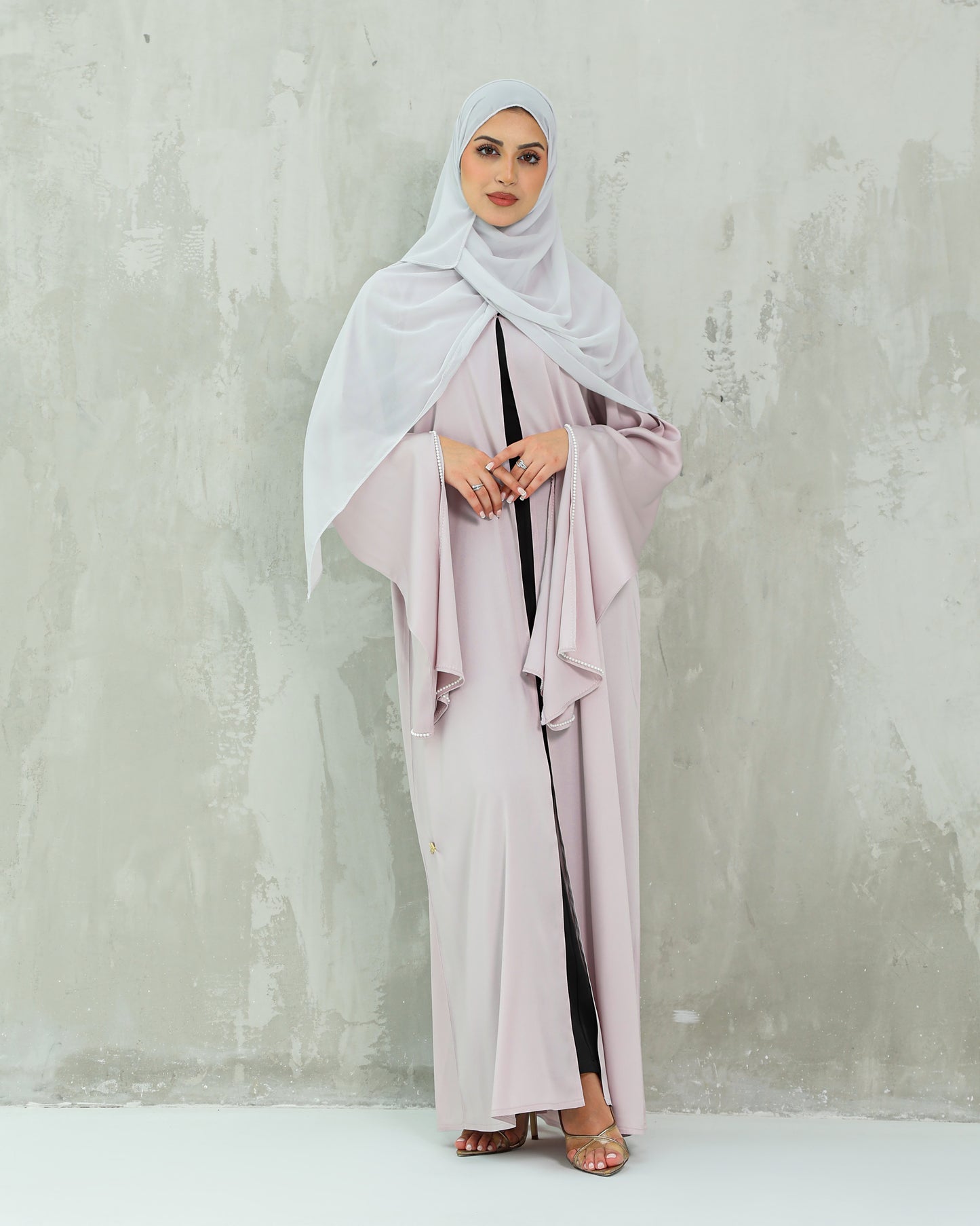 Drape Sleeve Open Abaya | Petal Pink