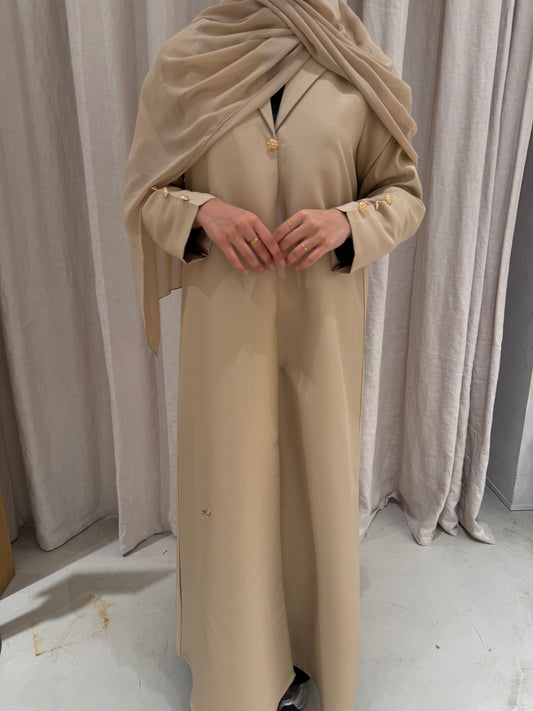 Structured Blazer Abaya Gold Buttons | Nude