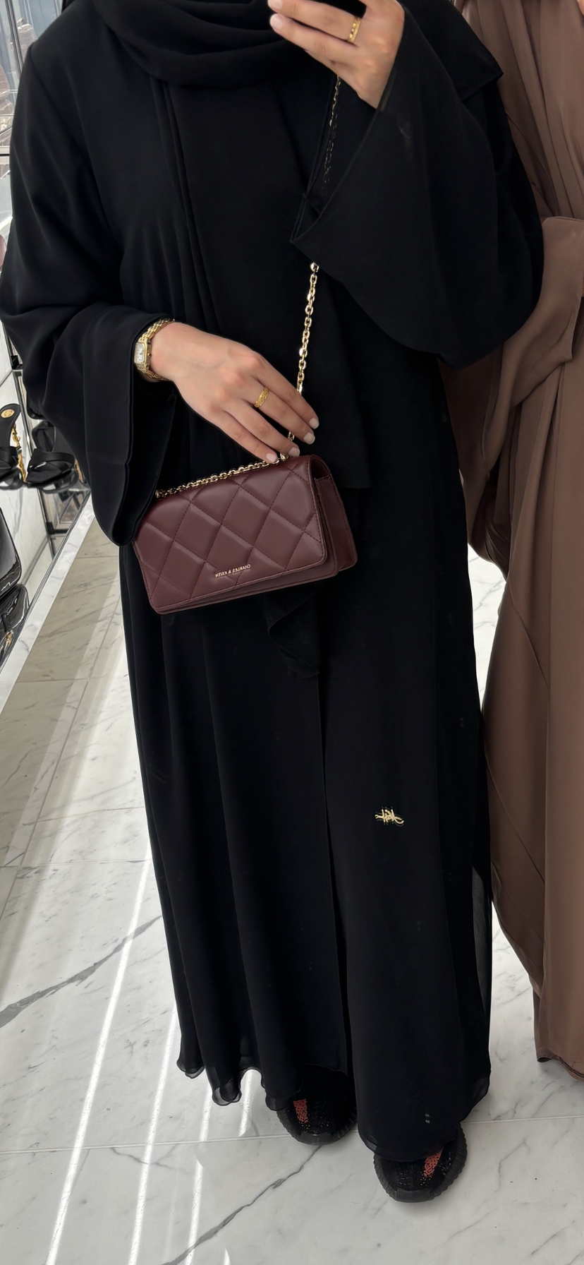 Chiffon Layered Abaya | Black