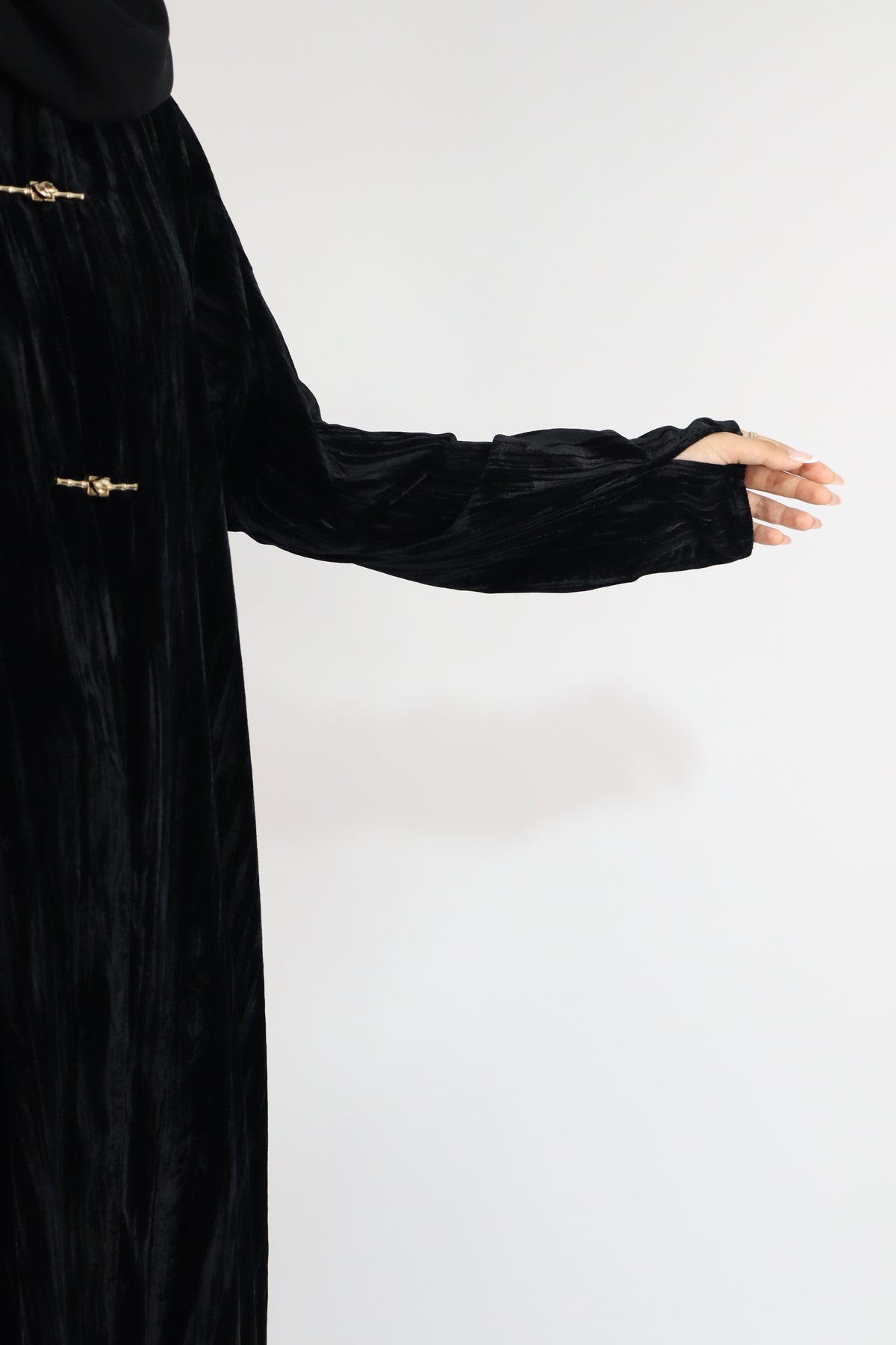 Crushed Velvet Black Abaya & Hijab