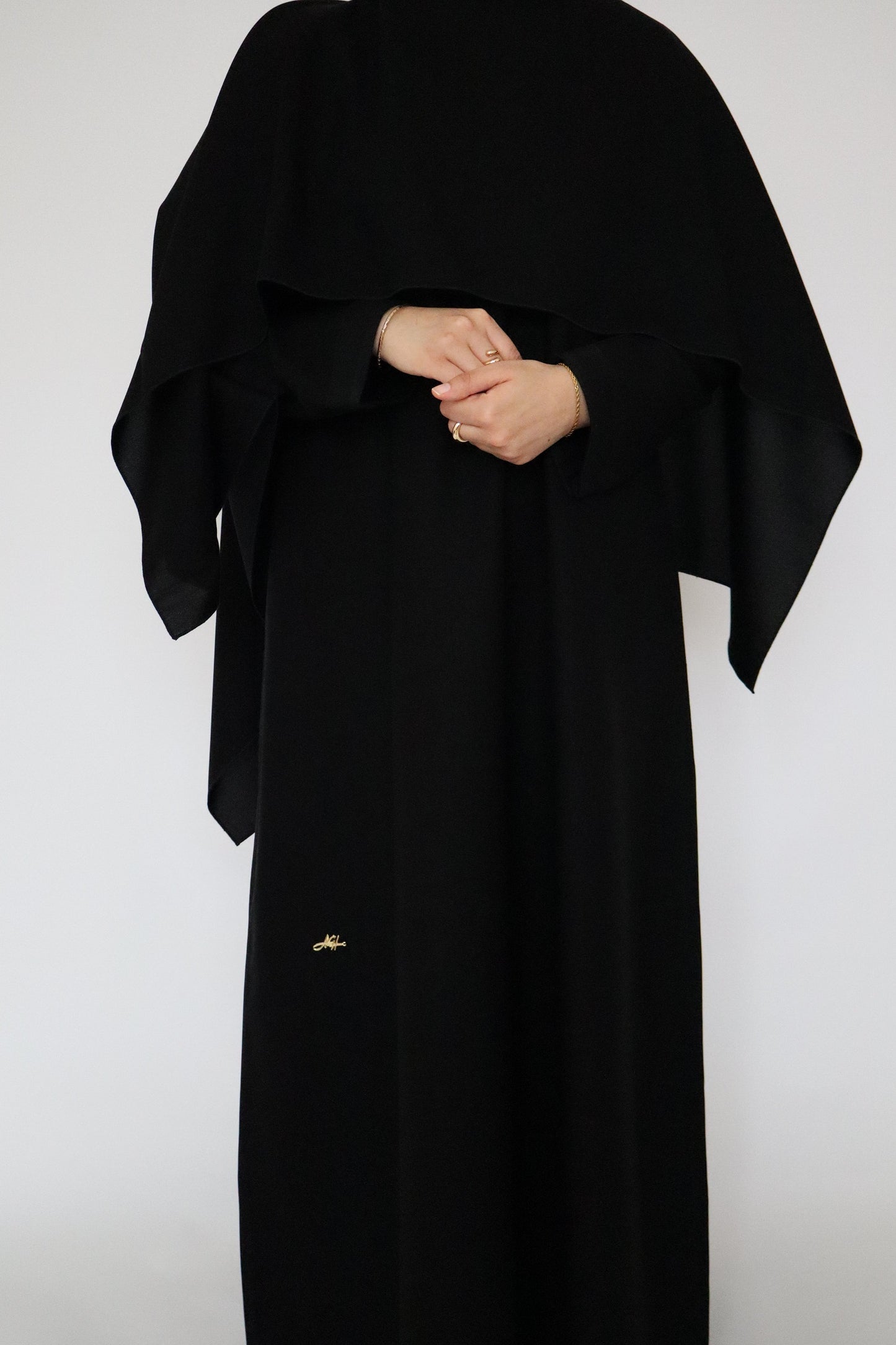 Linen Scarf Abaya | Black