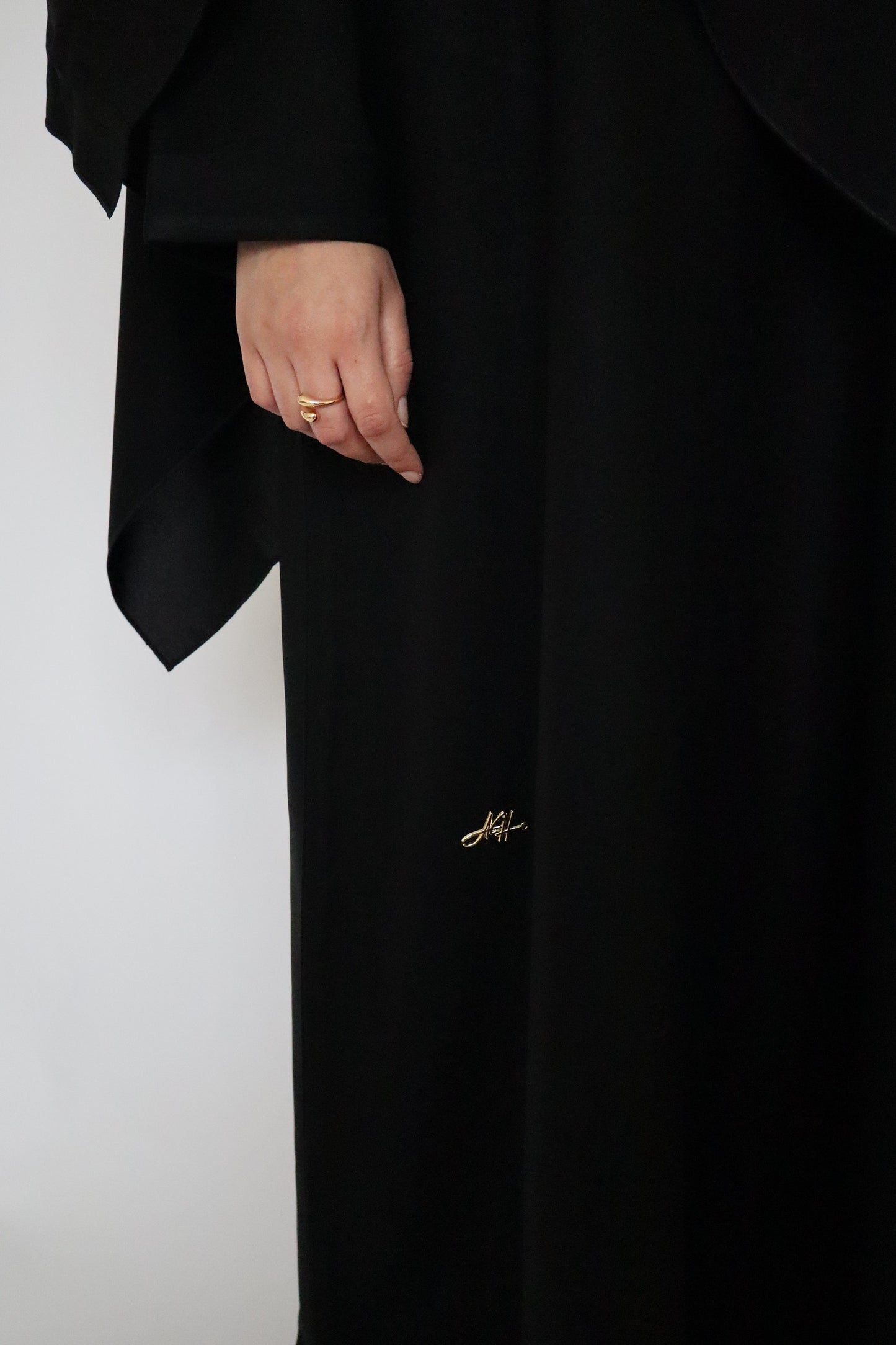 Linen Scarf Abaya | Black