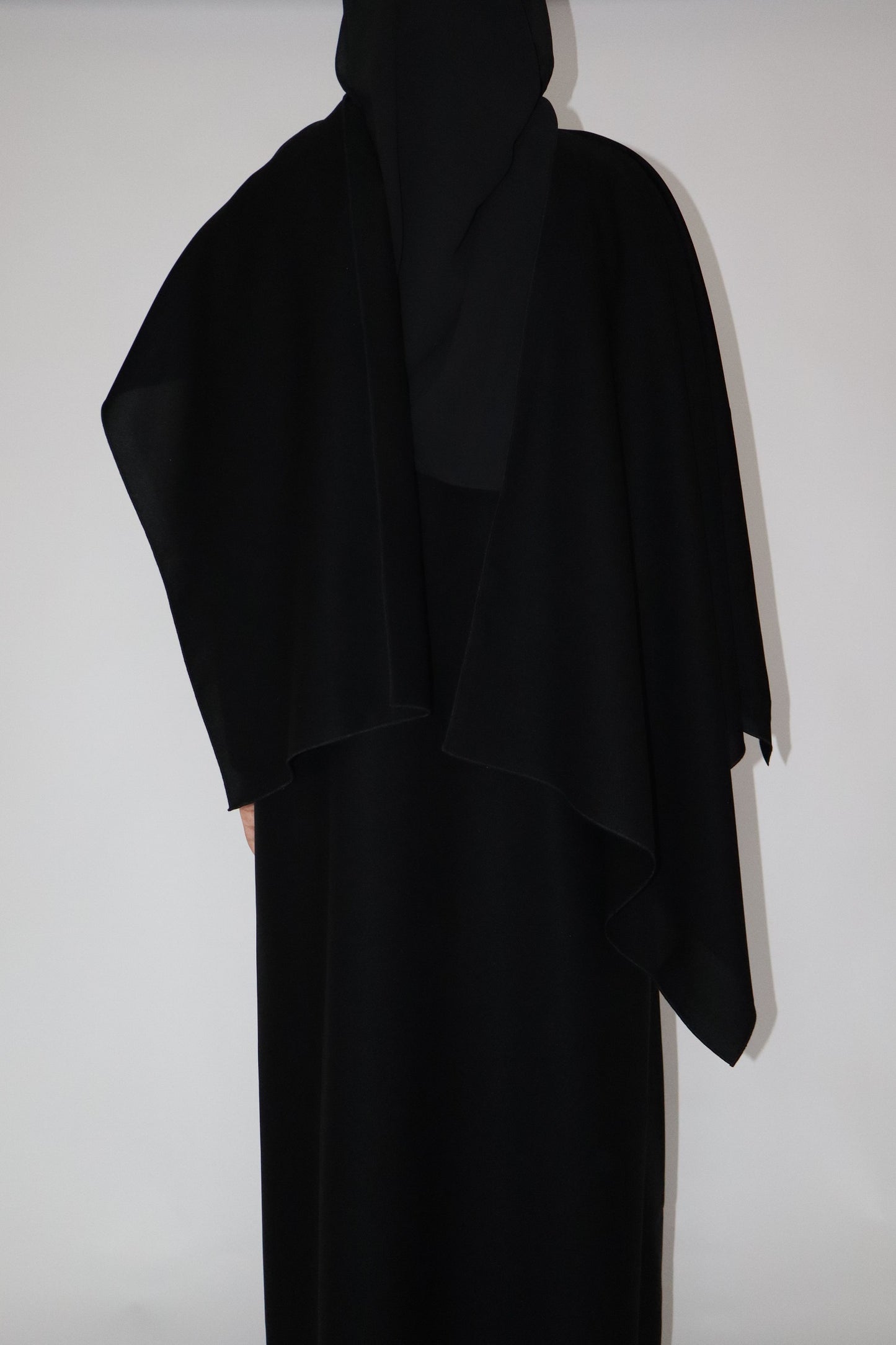 Linen Scarf Abaya | Black