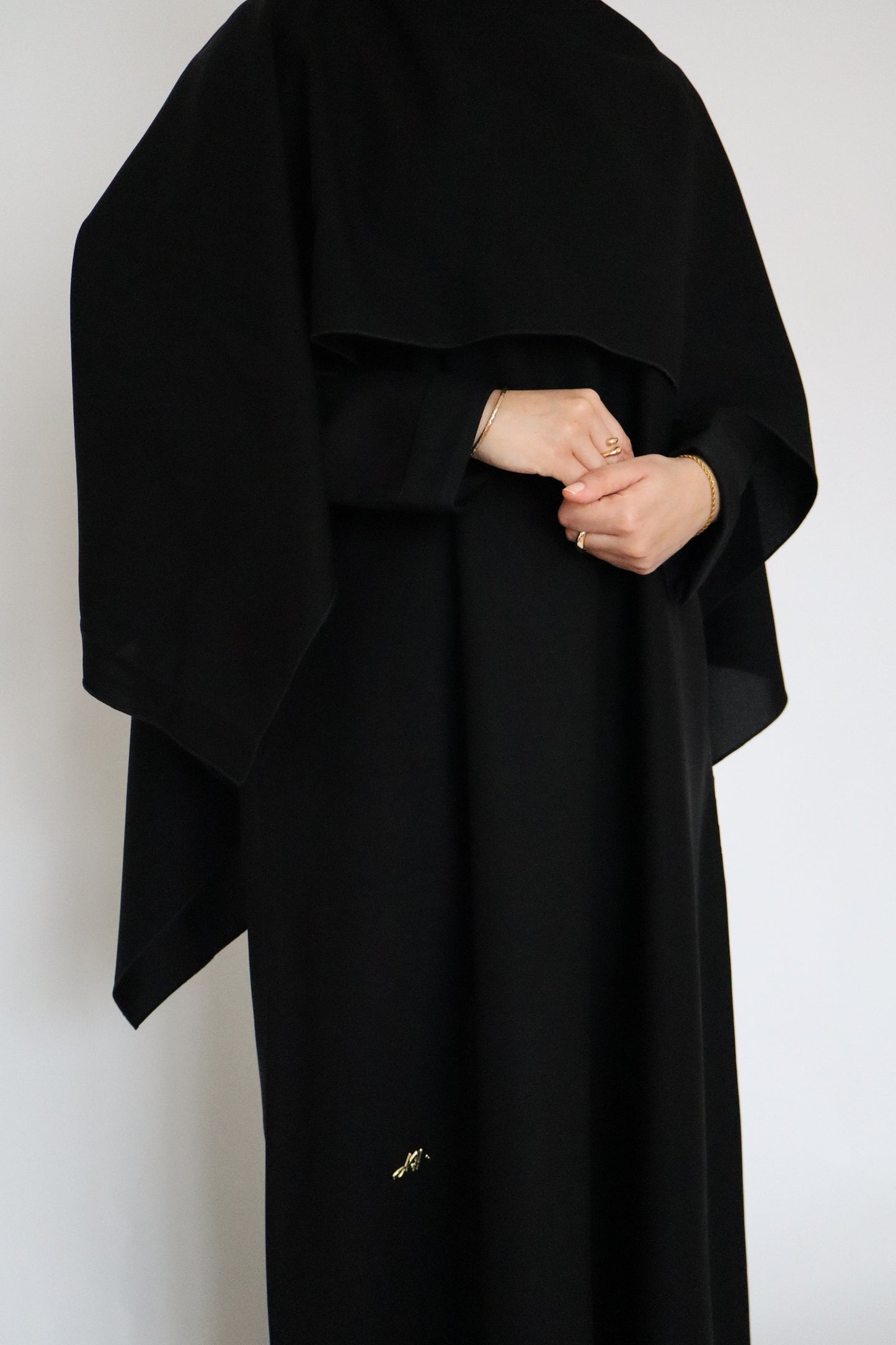 Linen Scarf Abaya | Black