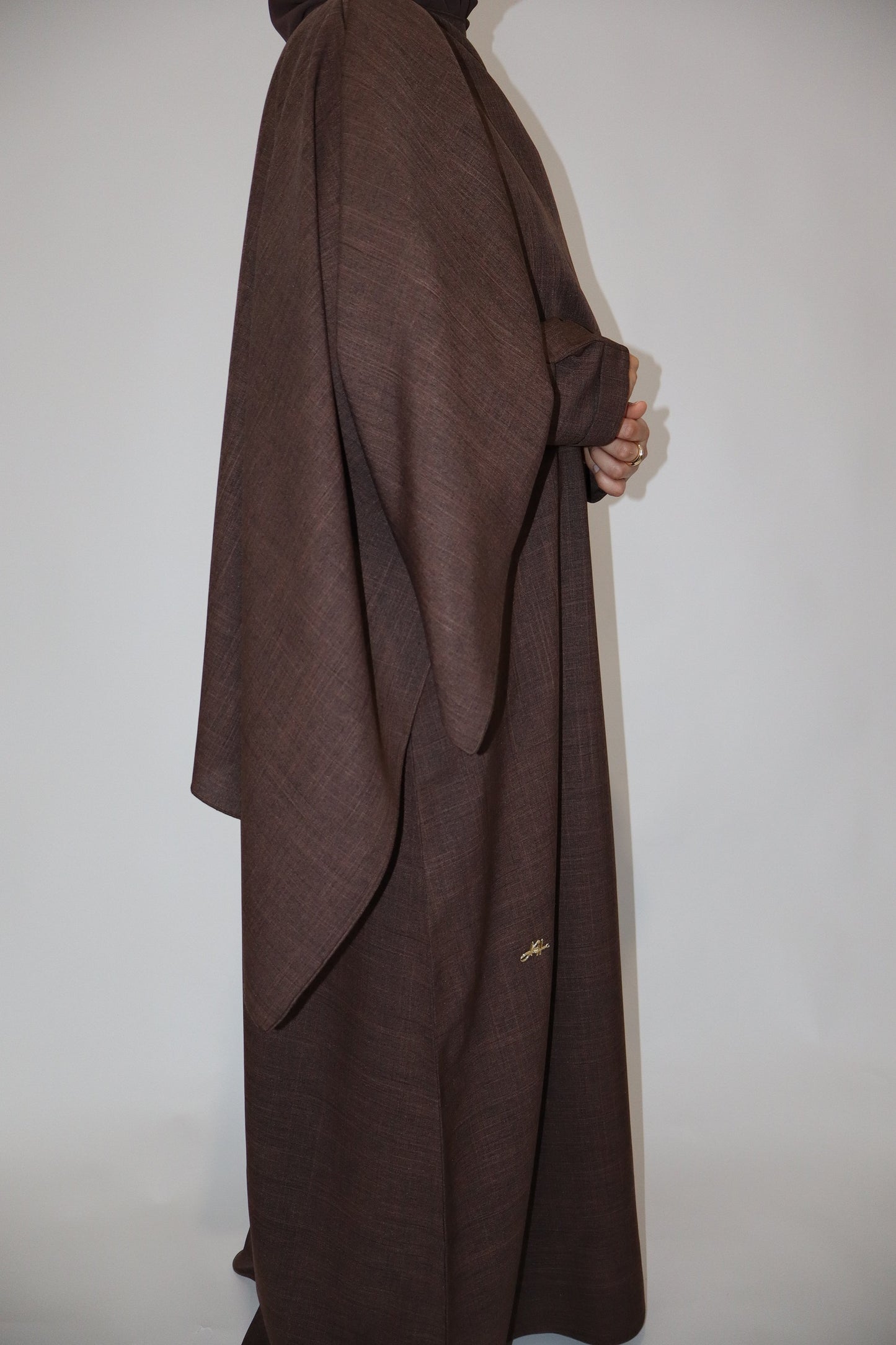 Linen Scarf Abaya | Brown