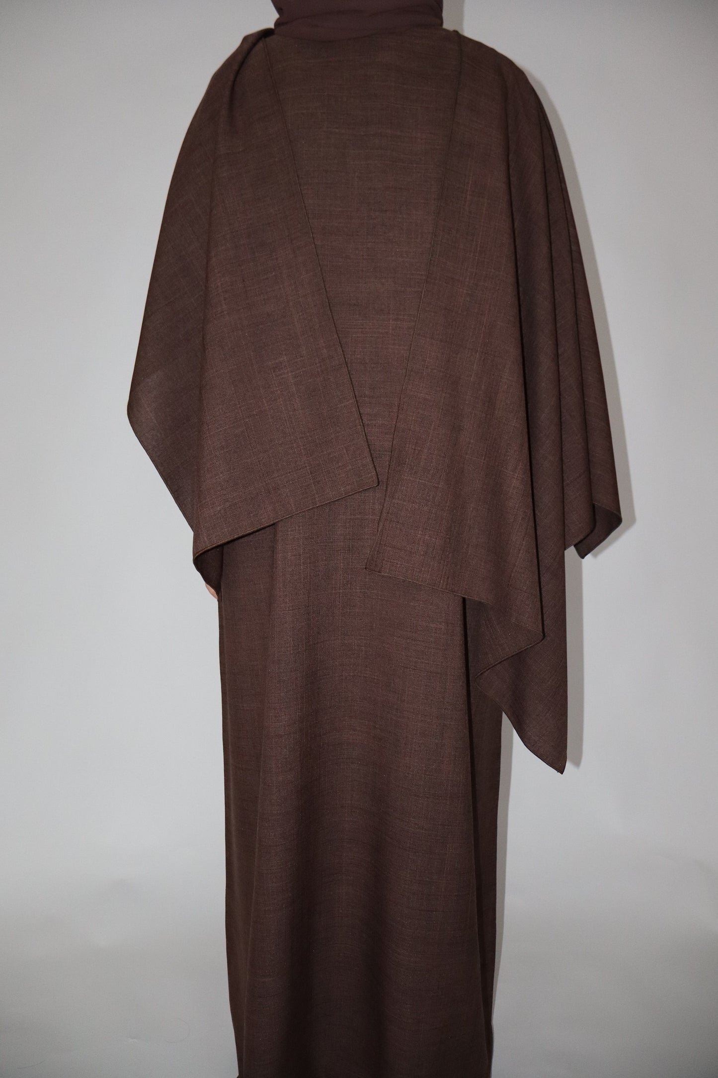 Linen Scarf Abaya | Brown