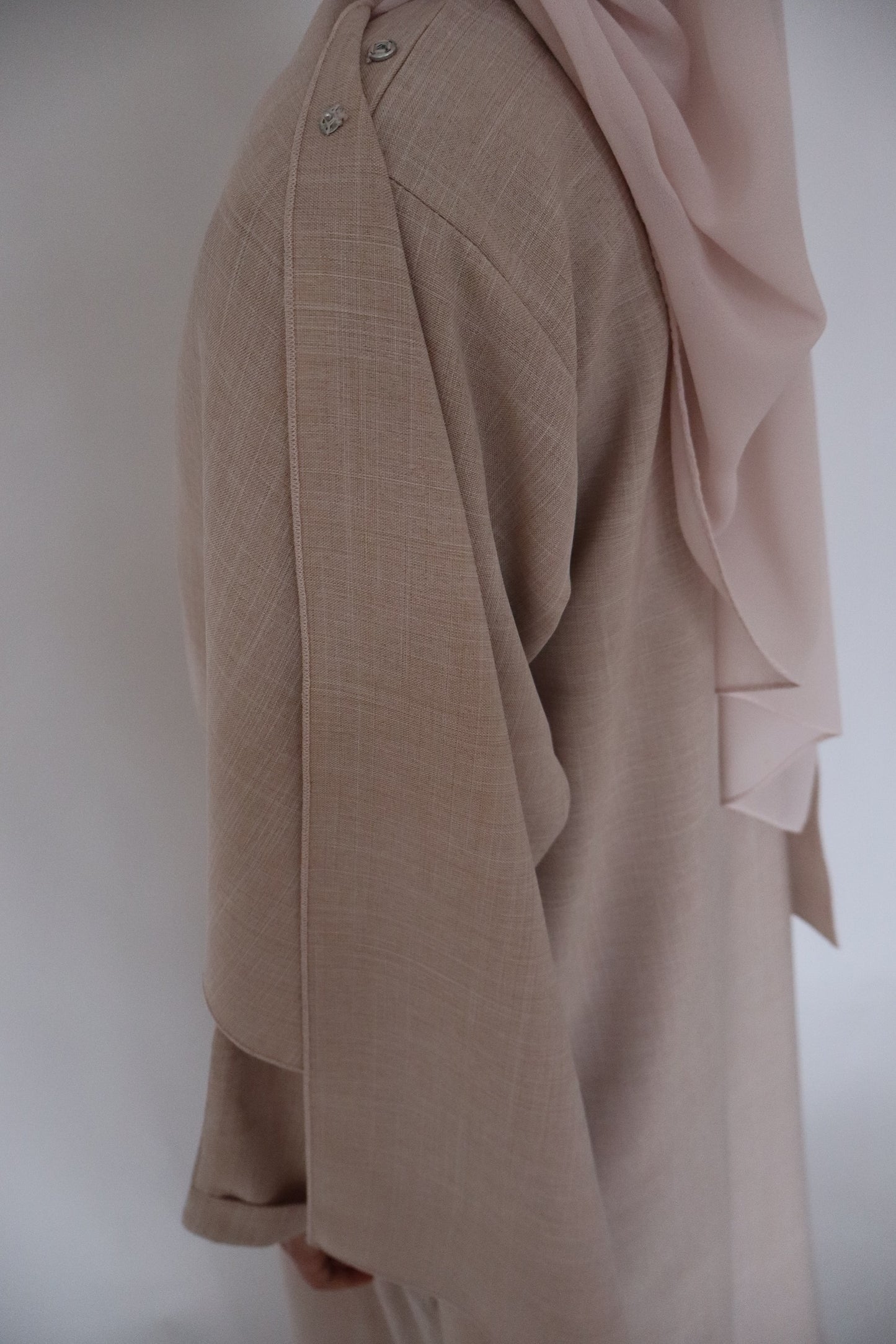 Linen Scarf Abaya | Pearl