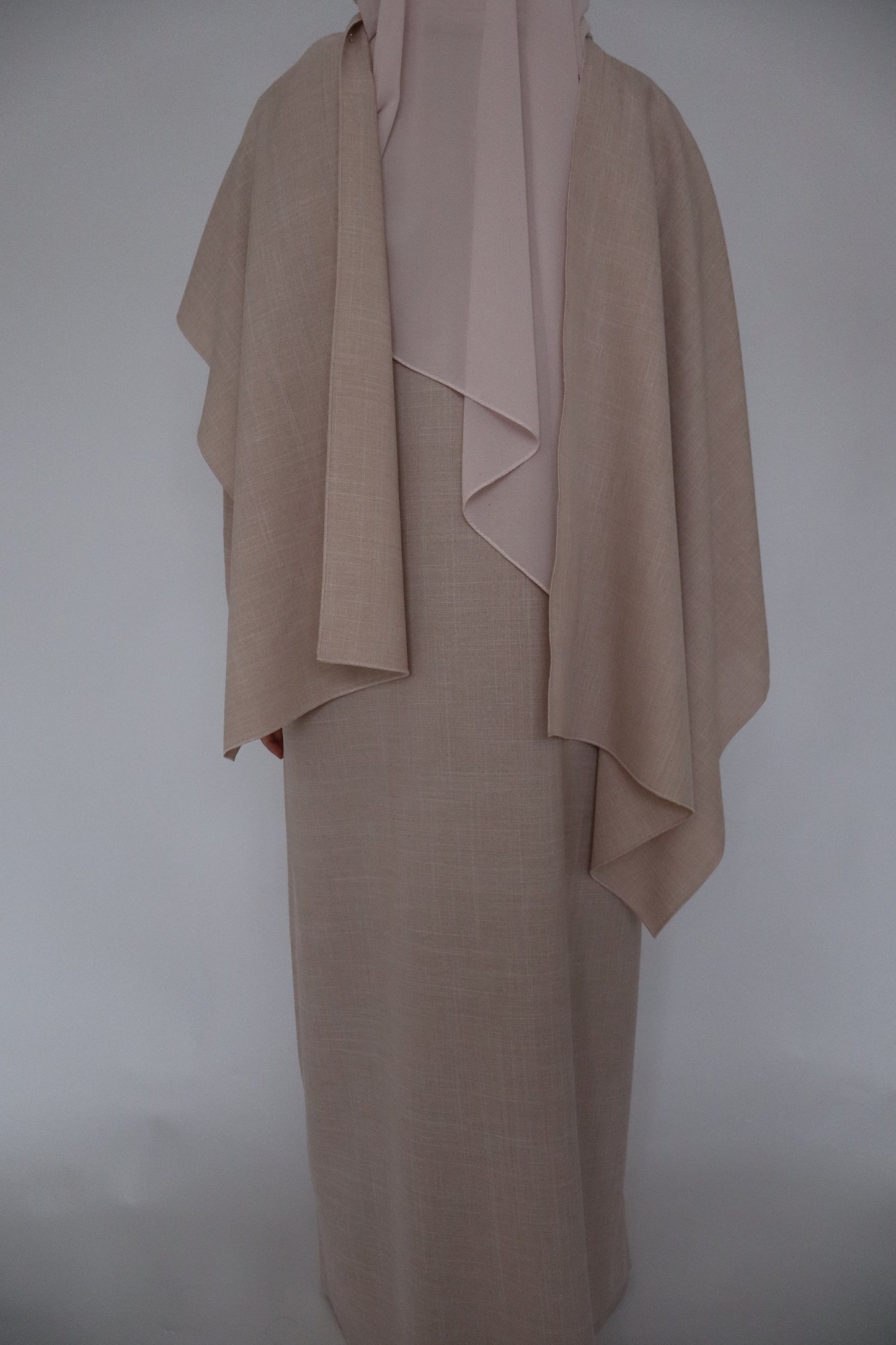 Linen Scarf Abaya | Pearl