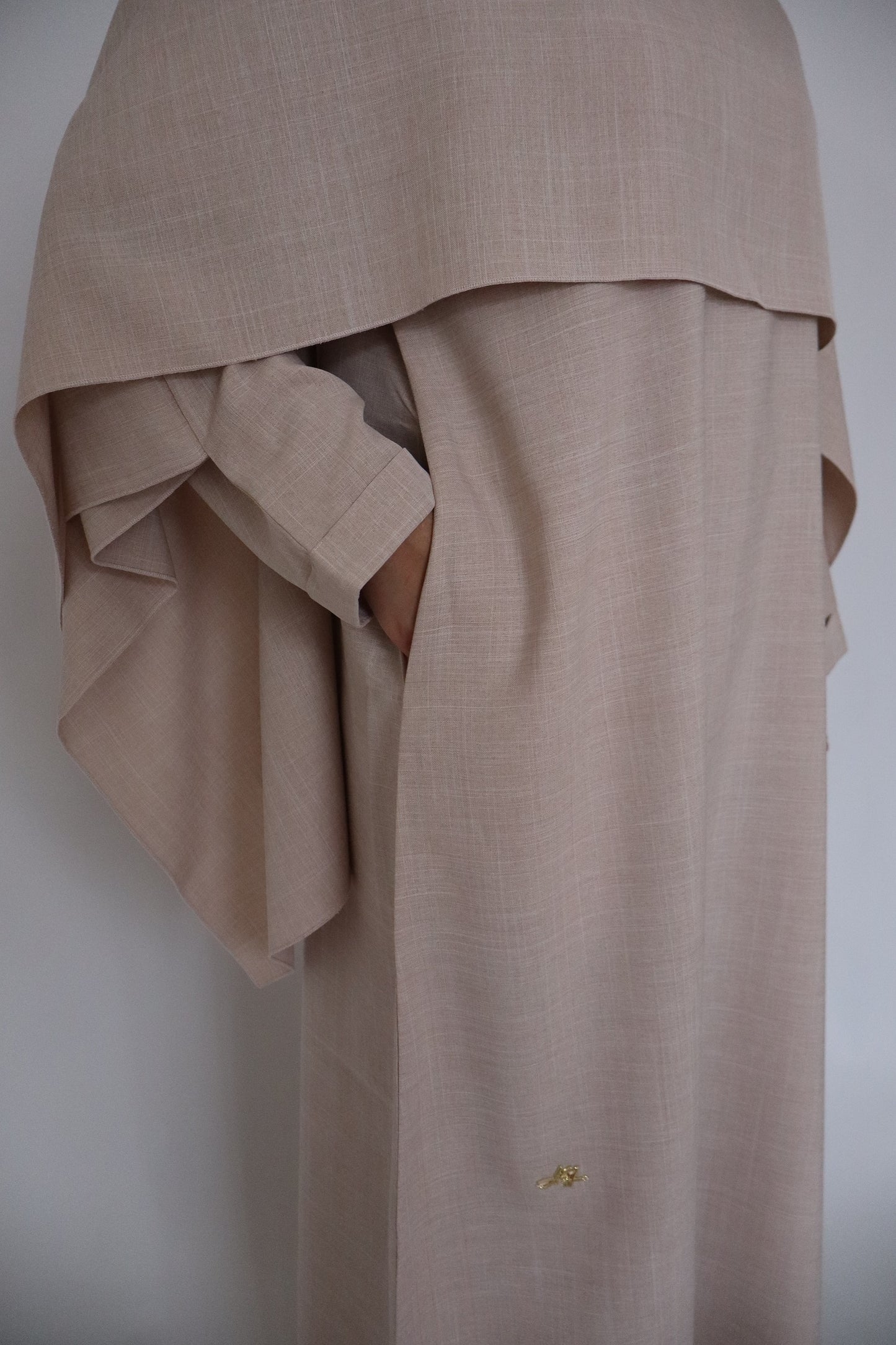 Linen Scarf Abaya | Pearl